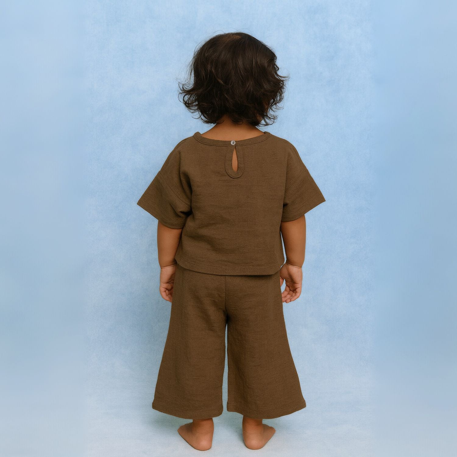 Smile Baby Brown Cotton Two-Piece Outfit for Kids (9 Months – 3 Years)