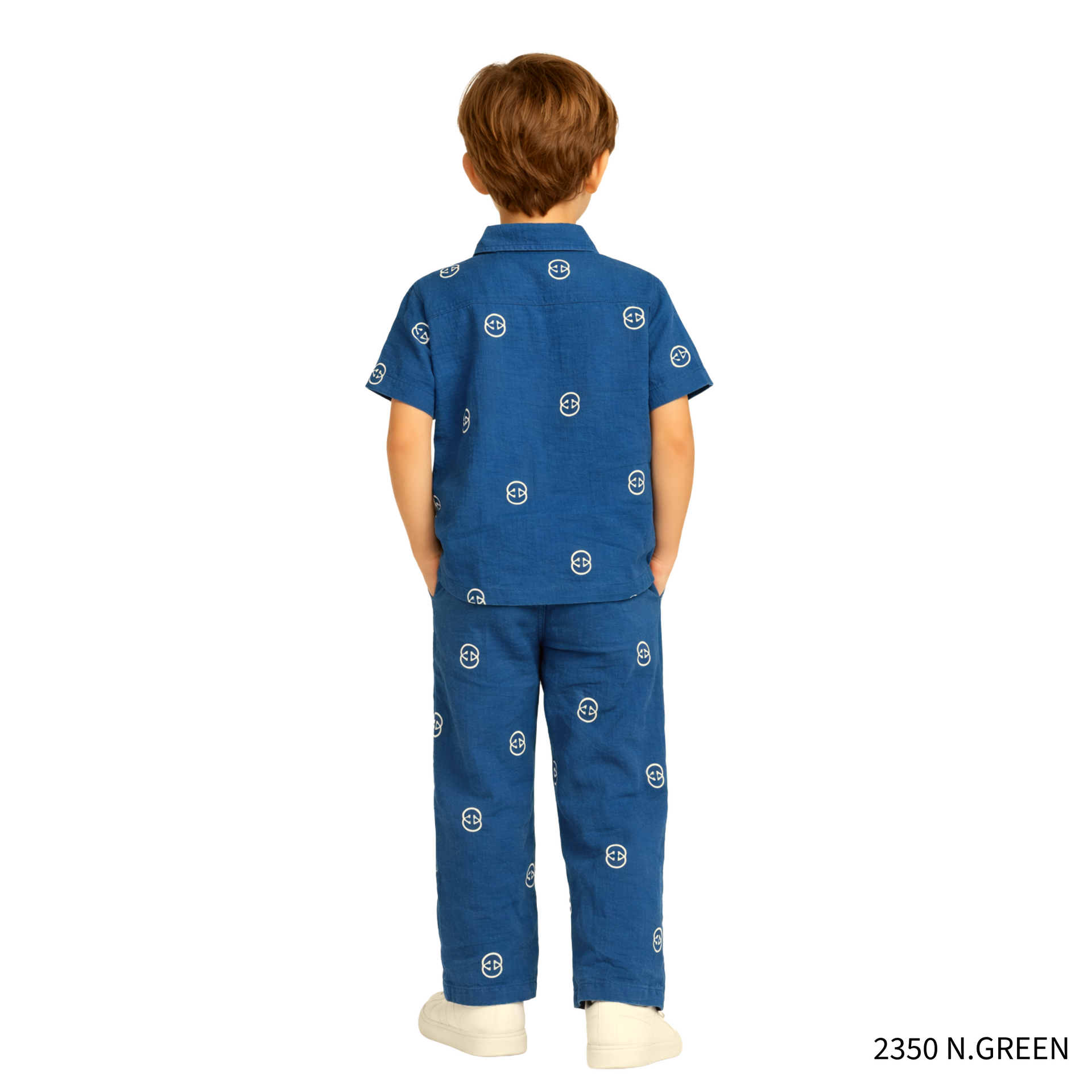 COOLEST Boys Printed Shirt & Pant Set | Trendy Casual Outfit | N. Green & Blue | 4-12 Years