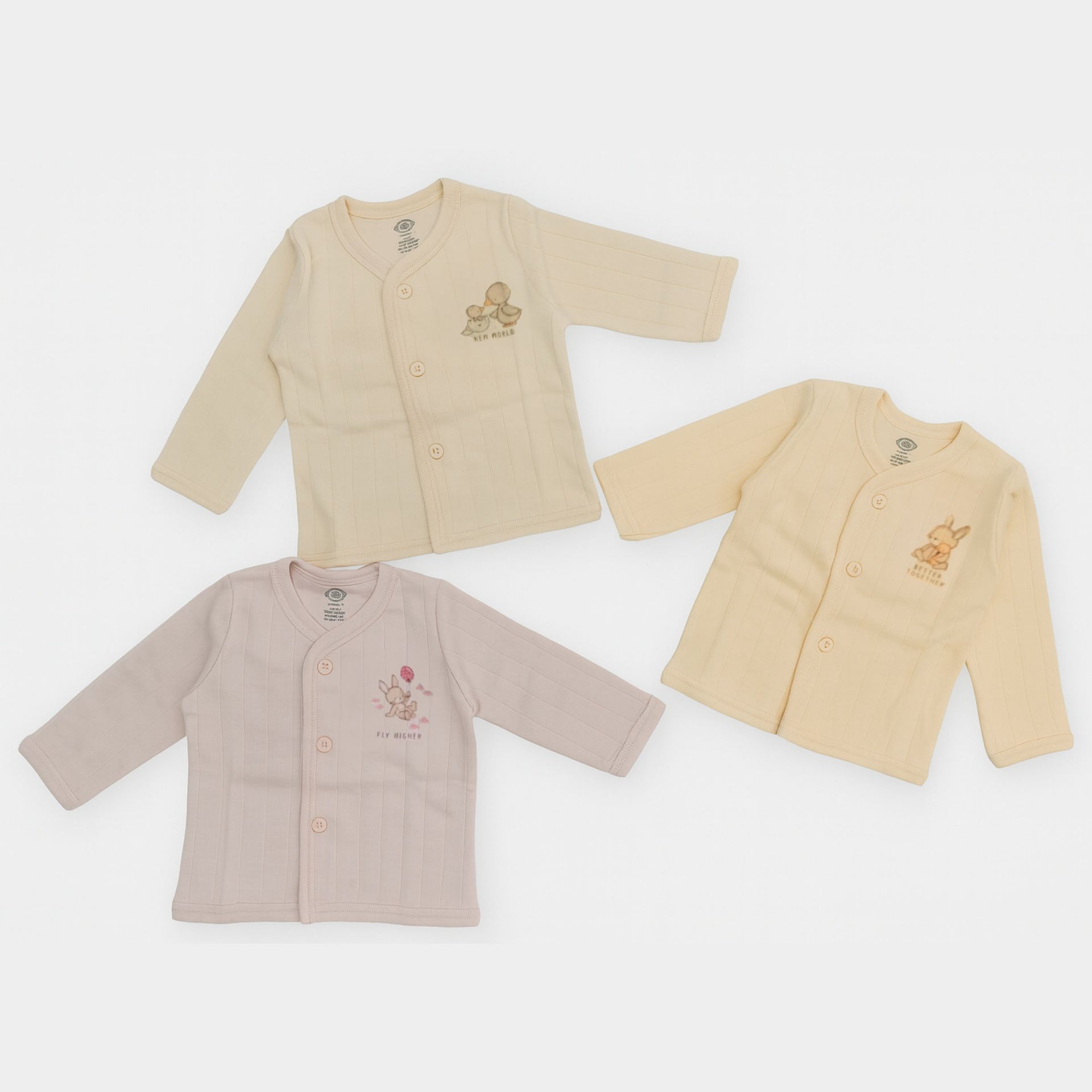 Newborn Full Sleeve Jabla – 0 to 1 Month | Soft Cotton Rib | Unisex Baby Top | Available Any 3 Colors Of Pack 235/171
