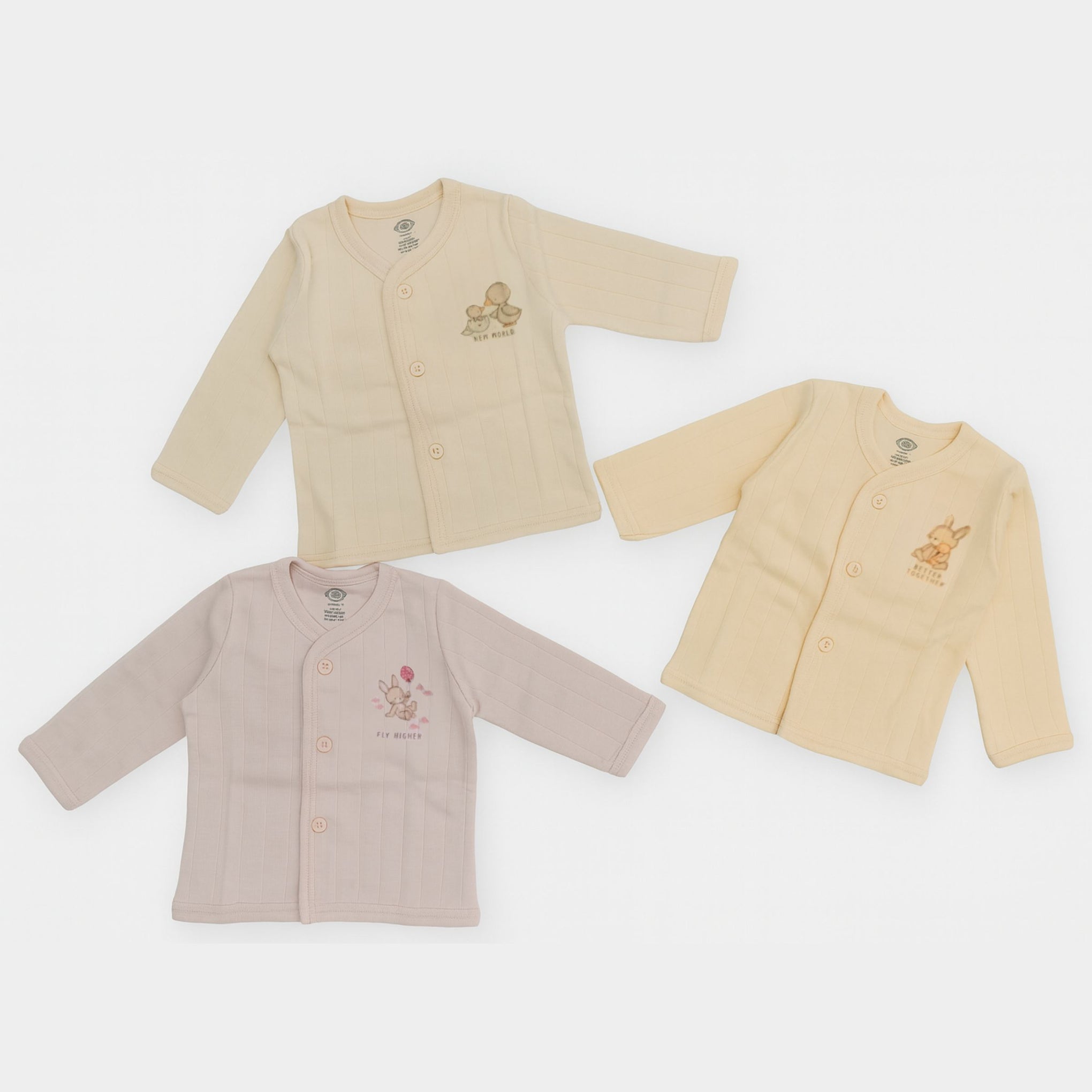 Newborn Full Sleeve Jabla – 0 to 1 Month | Soft Cotton Rib | Unisex Baby Top | Available Any 3 Colors Of Pack 235/171