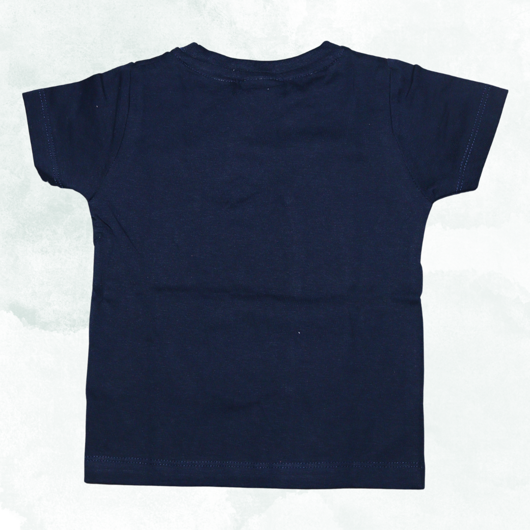 OLLYPOP Pure Cotton Half sleeve And Round Neck with Palm Beach Life printed t shirt for Boys navy blue color