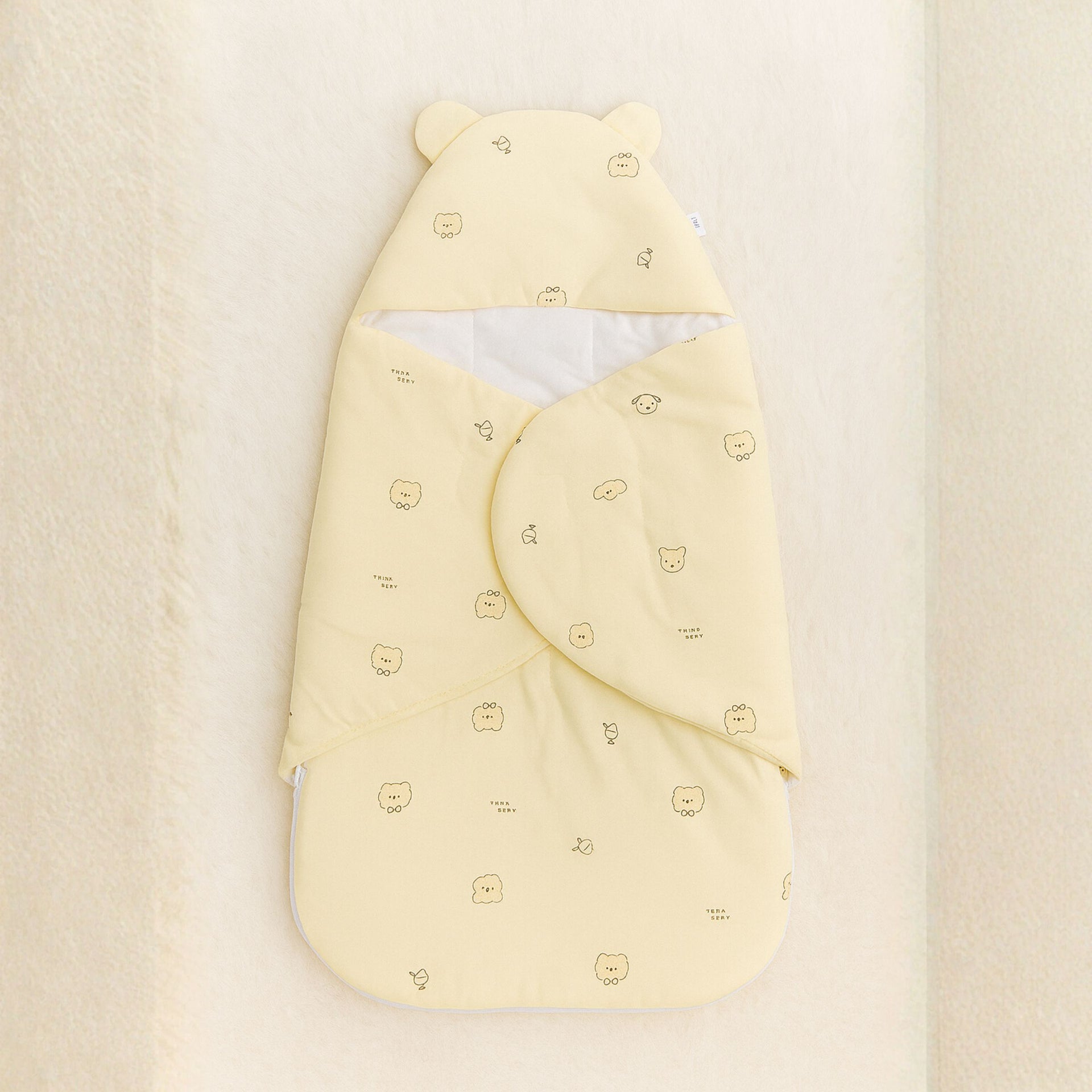 Smile Baby Soft Baby Sleeping Bag with Hood – Cozy Wrap for Newborns & Infants (0–6 Months) | Available in Yellow & Pink Colors