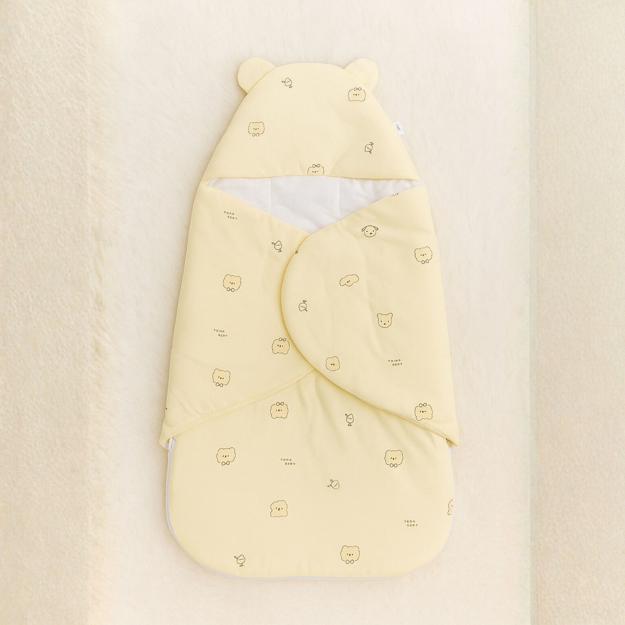 Smile Baby Soft Baby Sleeping Bag with Hood – Cozy Wrap for Newborns & Infants (0–6 Months) | Available in Yellow & Pink Colors