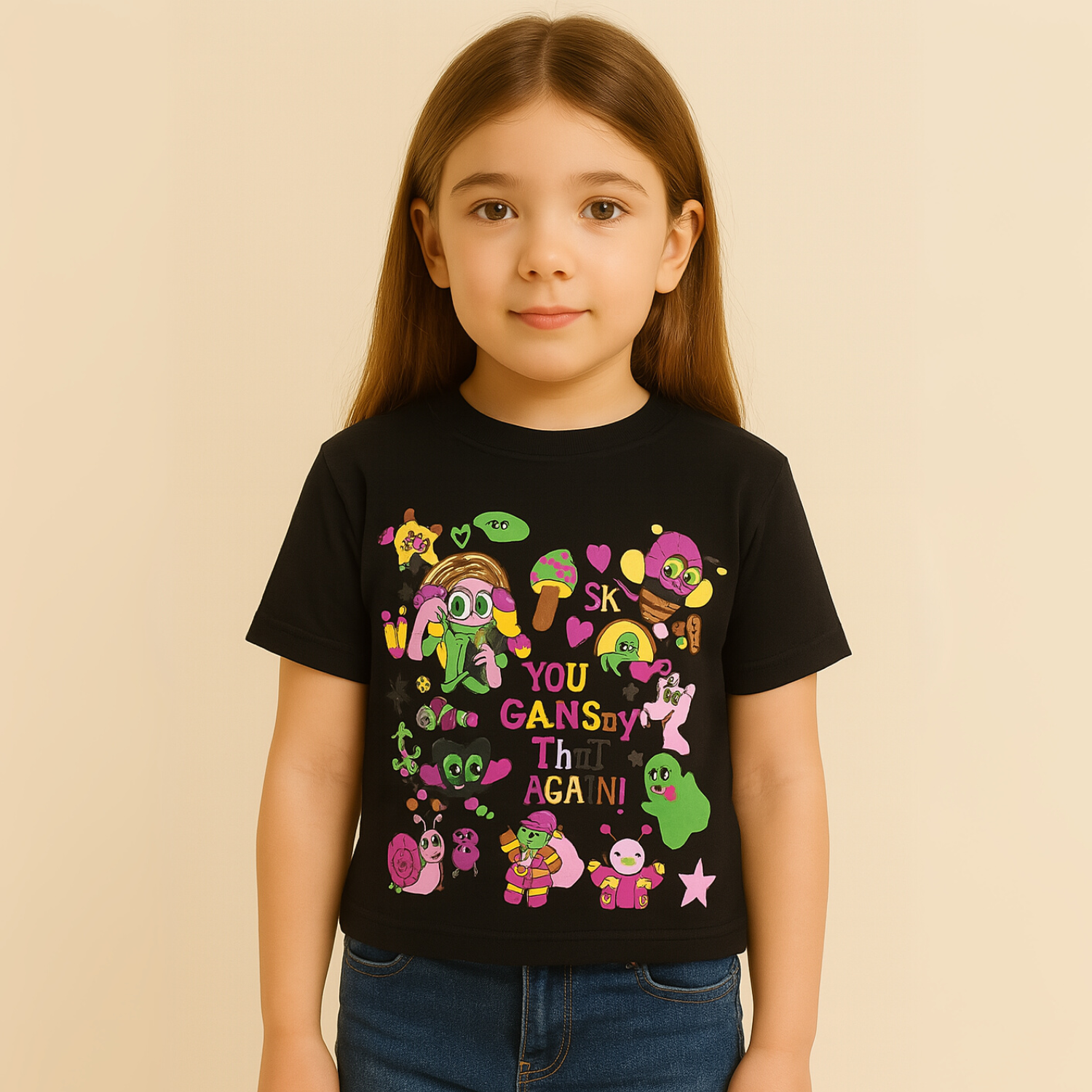 Reverse Xtreme Girls' Cartoon T-Shirt – Soft Cotton | Fun Graphic Print | 5 Colors | Age 1–12 Years