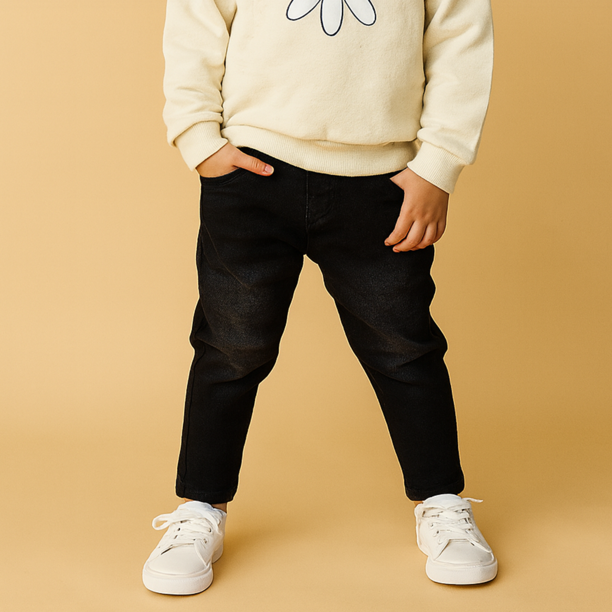 Smile Baby Boys Black Denim Jeans – Stylish & Comfortable Bottom Wear (6 Months – 4 Years)