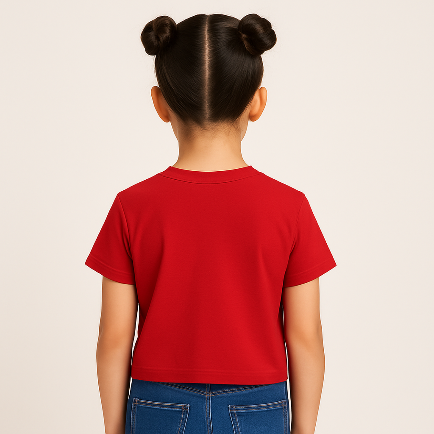 Girls' Elegant Floral Appliqué Crop Top – Red & Black | Reverse Xtreme | Age 1–12 Years