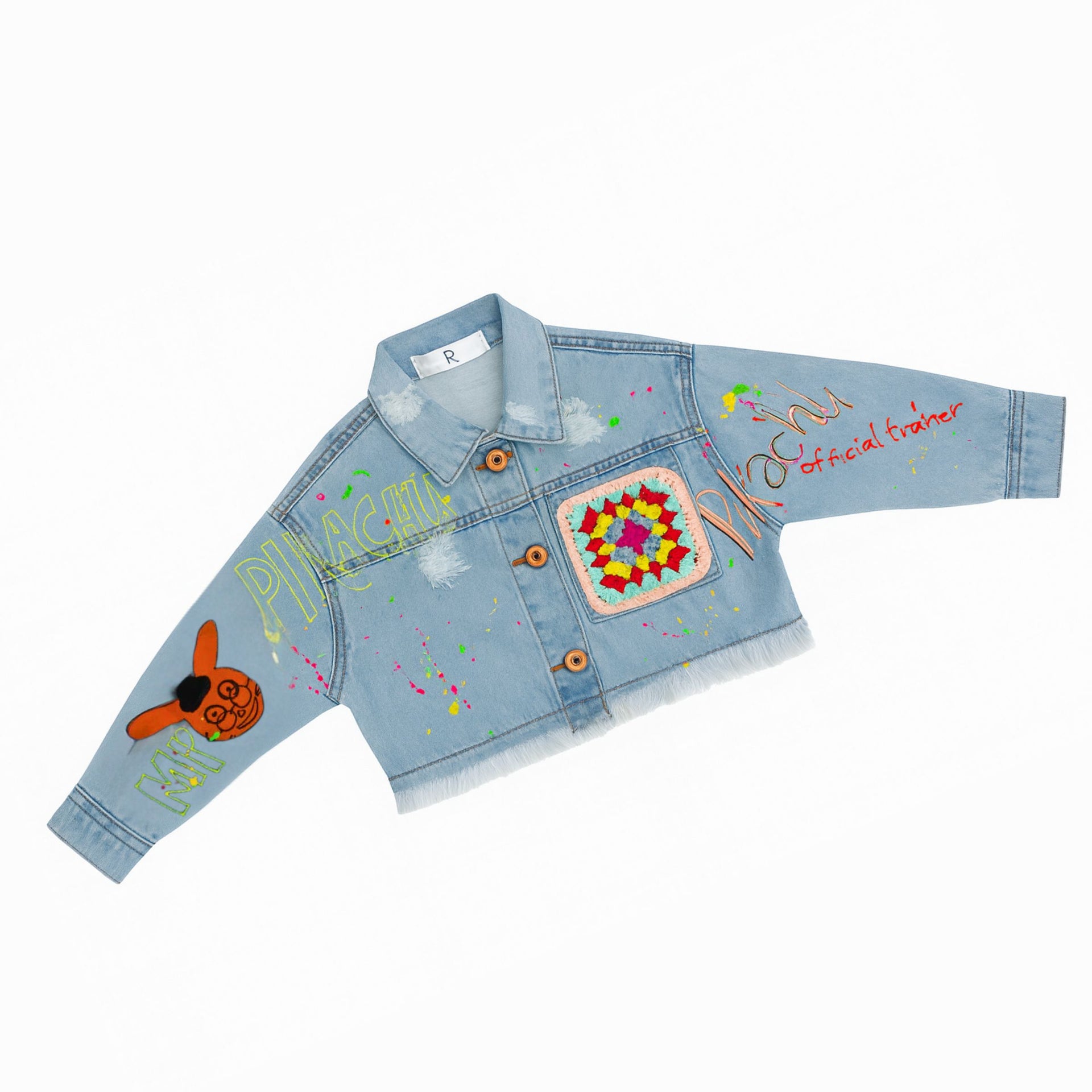 Reverse X-Treme girls’ Pikachu-Themed Denim Jacket | Ages 4–14+ | Light & Dark Denim Variants