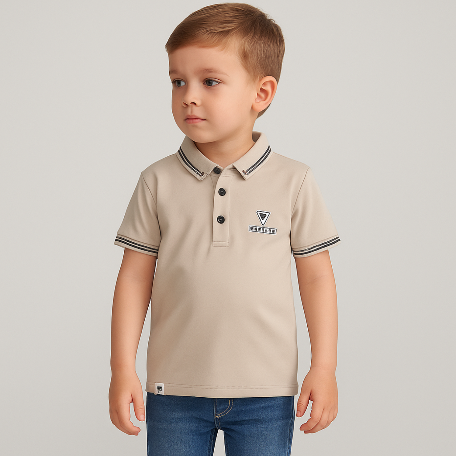 Smile Baby Polo T-Shirt for Boys (12 Months to 12 Years) AIR FORCE & Cream color
