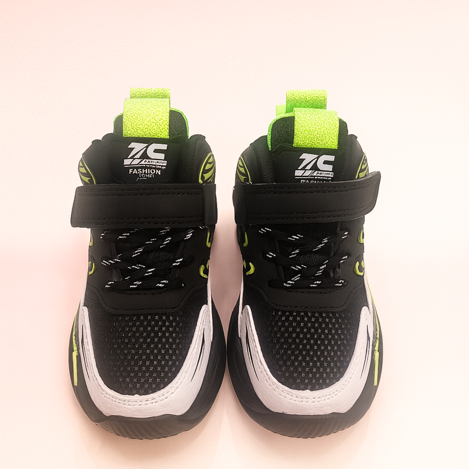 Smile Baby PowerStep Sports Sneakers – Black with Neon Highlights Shoes for Boys (4.5–8 Years)