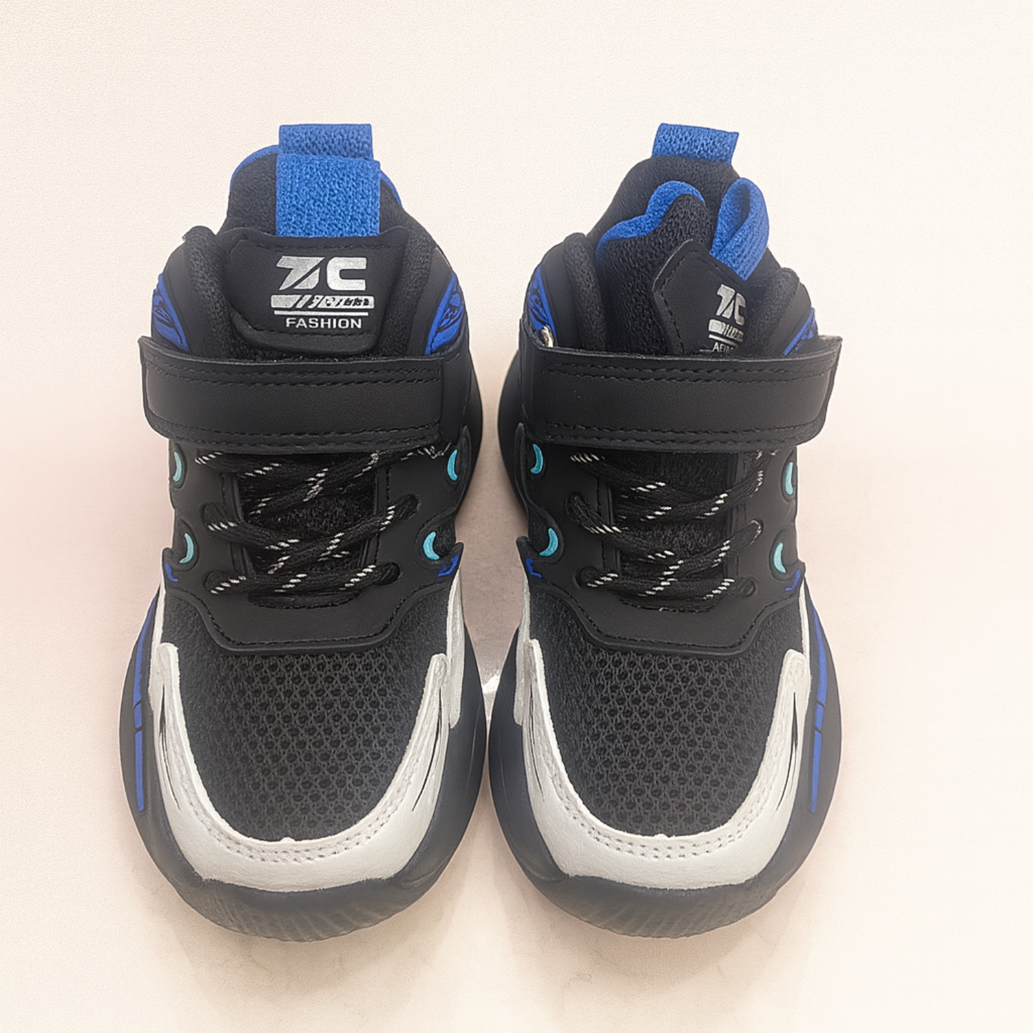 Smile Baby PowerStep Sports Sneakers – Black & Royal Blue Shoes for Boys (4.5–8 Years)