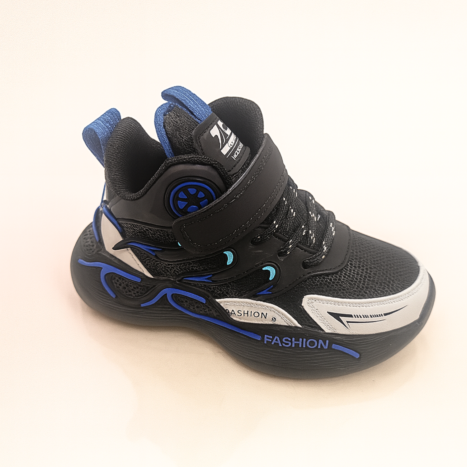 Smile Baby PowerStep Sports Sneakers – Black & Royal Blue Shoes for Boys (4.5–8 Years)