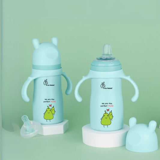 R FOR RABBIT SIPPER BLUE COLOR 270 ML BOTTLE FOR BABYS , Steebo Fusion Spout Cup Stainless Steel Bottle For Kids, 270ml Leak Proof