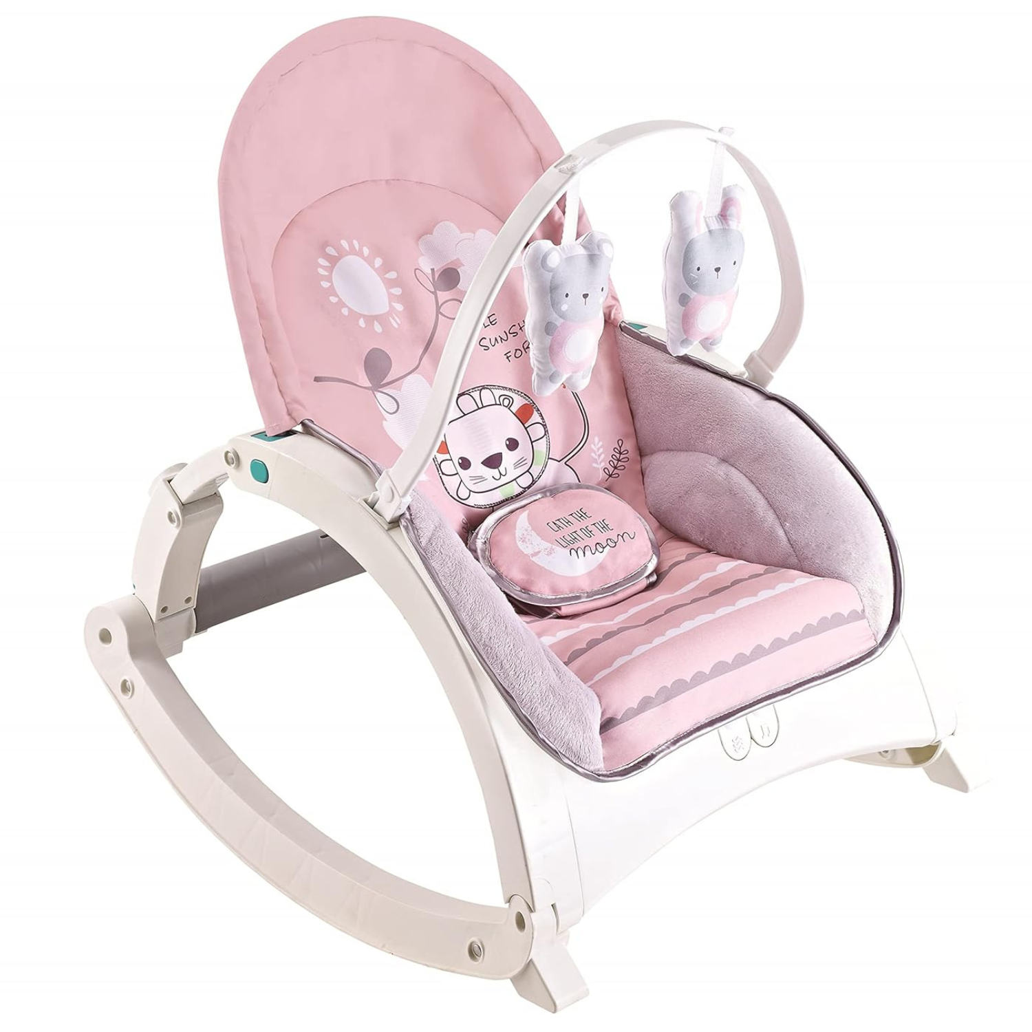 Smile Baby 2-in-1 Multipurpose Baby Rocker & Bouncer | Cushioned Seat, Calming Vibrations, Soothing Music, Detachable Toy Bar | Feeding & Relaxing Chair for Newborns & Infants (Pink)