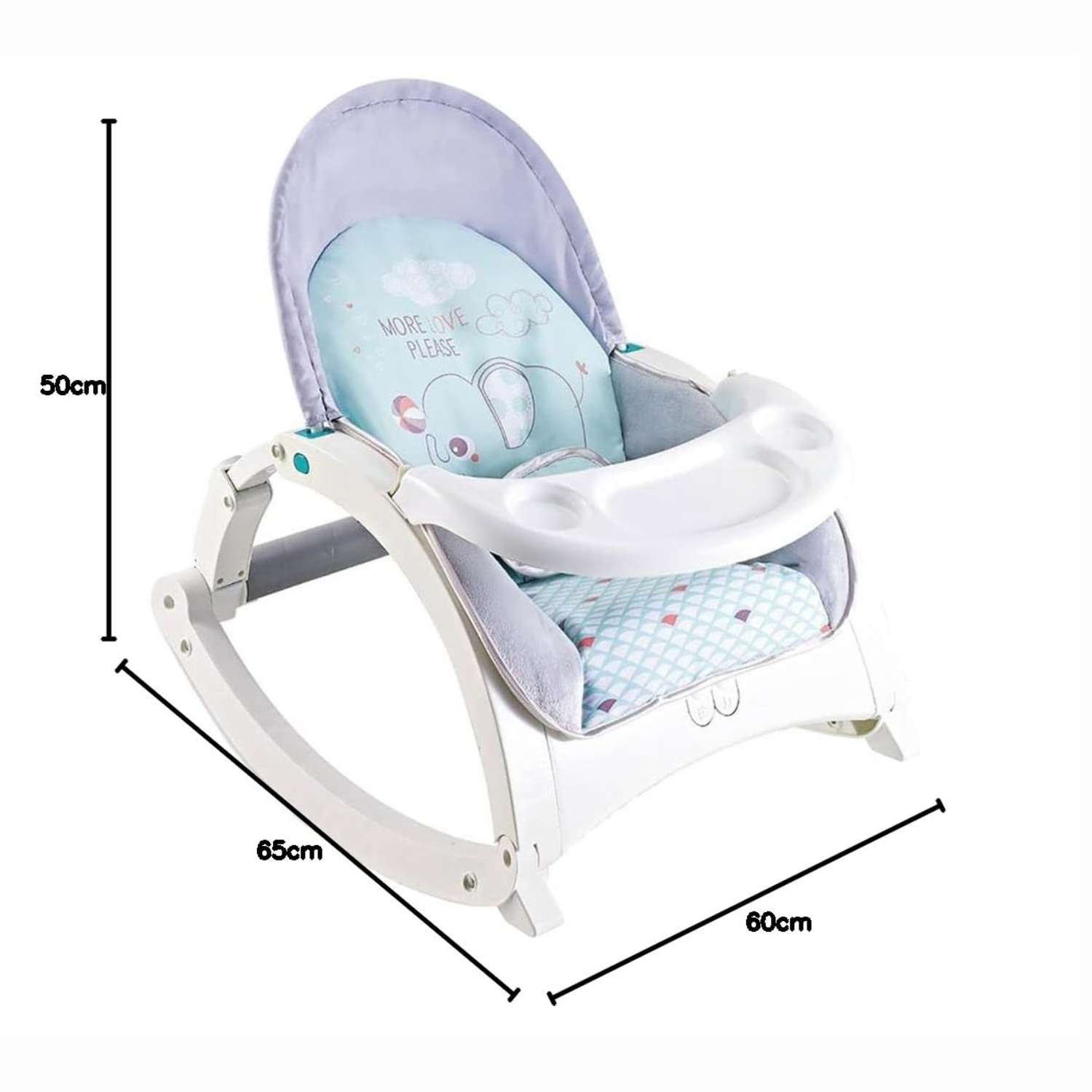 Smile Baby 2-in-1 “More Love Please” Baby Rocker & Bouncer | Adjustable Recline, Soft Cushioned Seat, Removable Toy Bar, Feeding Tray & Safety Harness | Newborn to Infant Comfort Chair