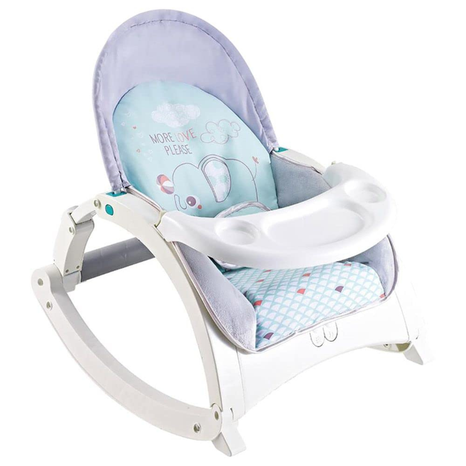 Smile Baby 2-in-1 “More Love Please” Baby Rocker & Bouncer | Adjustable Recline, Soft Cushioned Seat, Removable Toy Bar, Feeding Tray & Safety Harness | Newborn to Infant Comfort Chair
