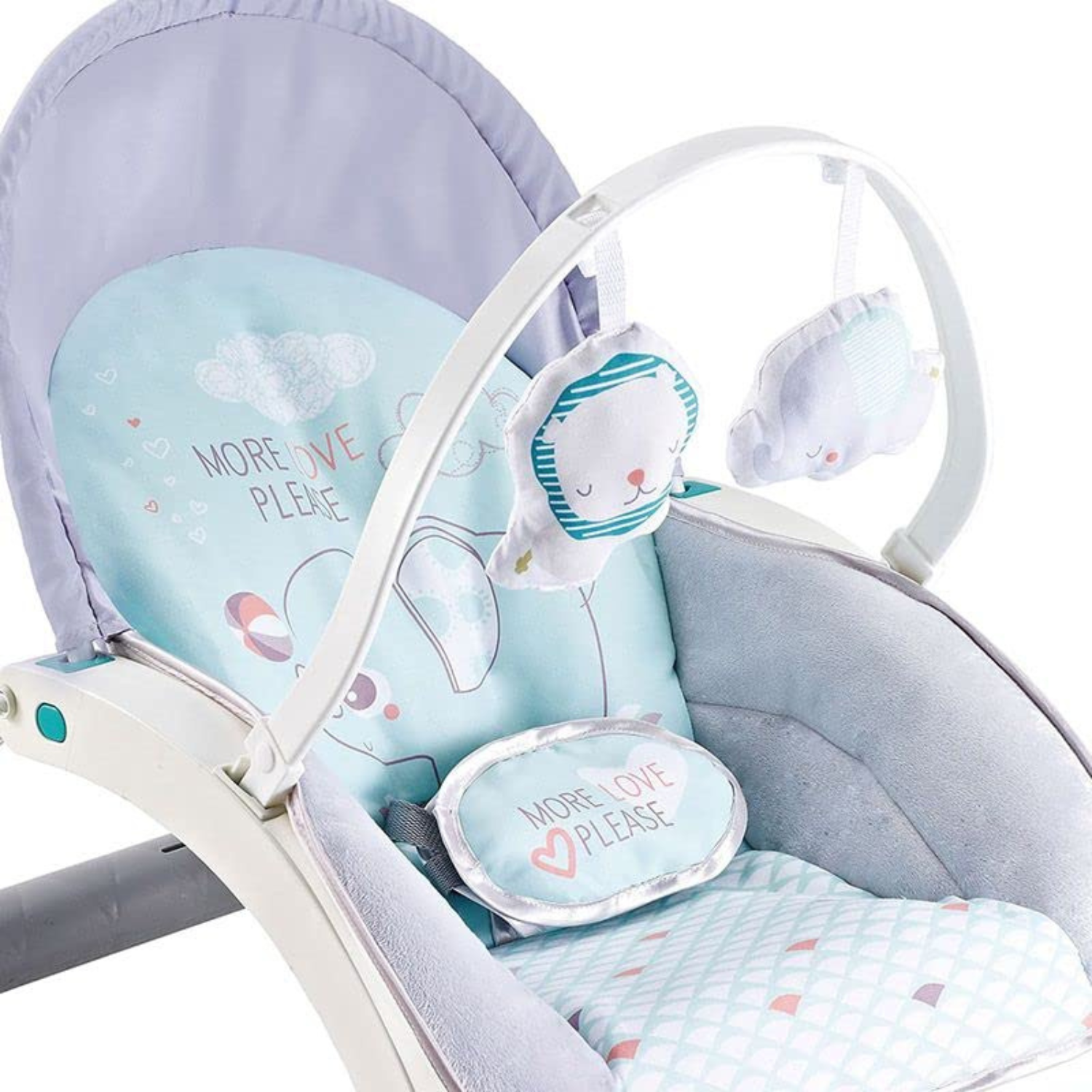 Smile Baby 2-in-1 “More Love Please” Baby Rocker & Bouncer | Adjustable Recline, Soft Cushioned Seat, Removable Toy Bar, Feeding Tray & Safety Harness | Newborn to Infant Comfort Chair