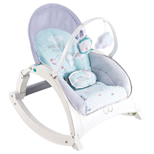 Smile Baby 2-in-1 “More Love Please” Baby Rocker & Bouncer | Adjustable Recline, Soft Cushioned Seat, Removable Toy Bar, Feeding Tray & Safety Harness | Newborn to Infant Comfort Chair