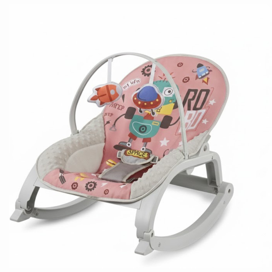 Smile Baby 27251 Pink Space Design Baby Rocker | Soft Cushion, Gentle Rocking & Removable Toy Bar