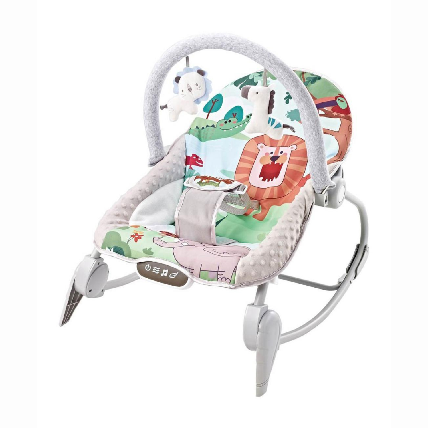 Smile Baby Jungle Adventure 2-in-1 Baby Rocker & Bouncer | Calming Vibrations, Gentle Music, Soft Cushioned Seat, Plush Toy Bar & Safety Harness | Newborn to Infant Comfort Chair
