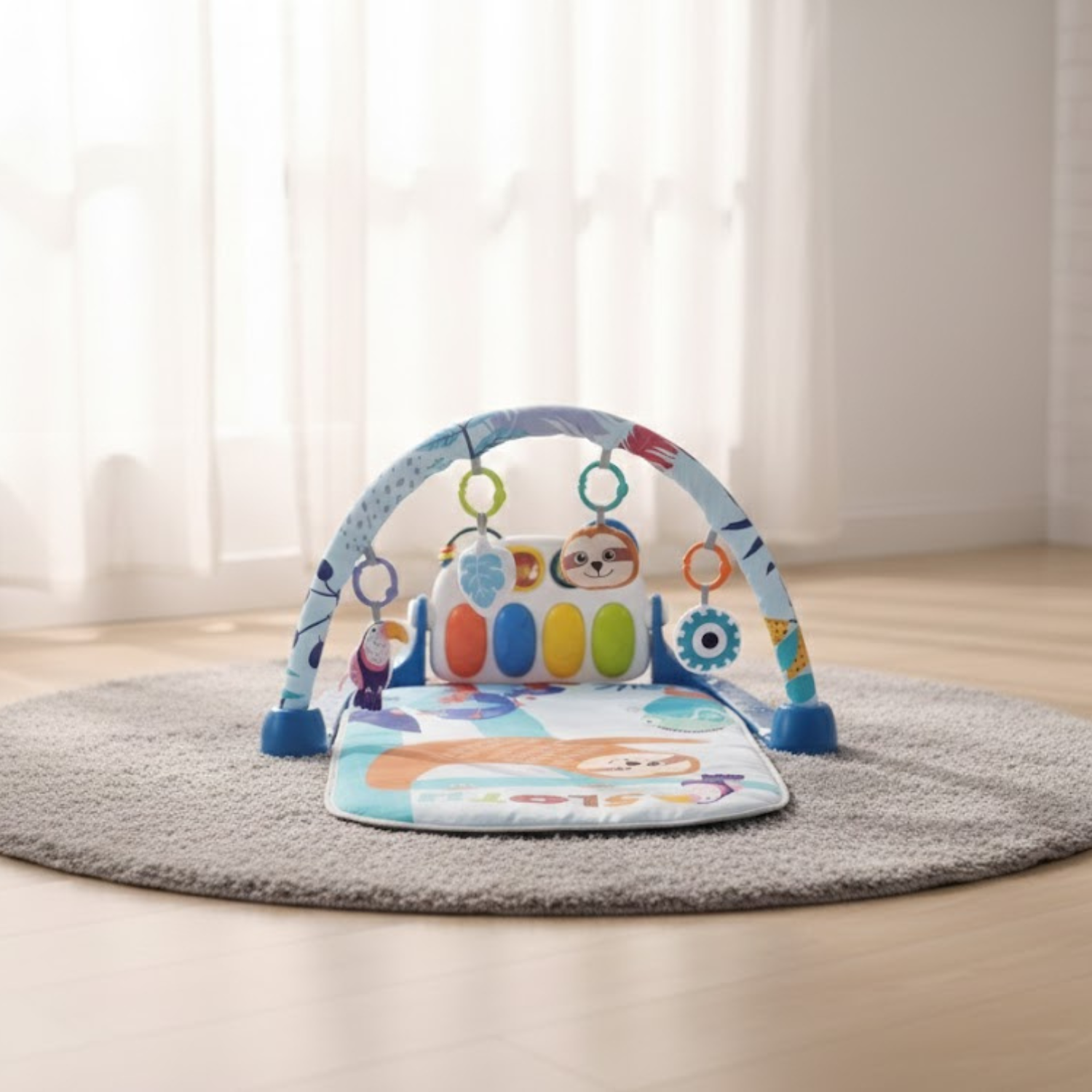Smile Baby 4-in-1 Pedal Piano & Fitness Activity Mat | Musical Play Gym with Hanging Toys
