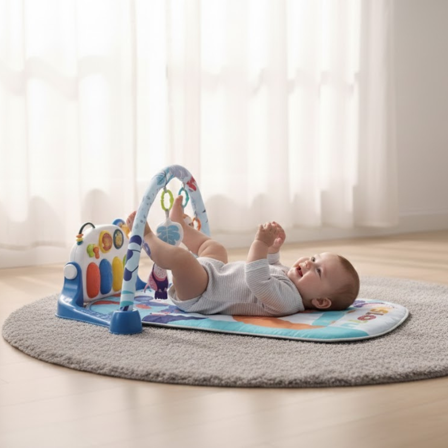 Smile Baby 4-in-1 Pedal Piano & Fitness Activity Mat | Musical Play Gym with Hanging Toys