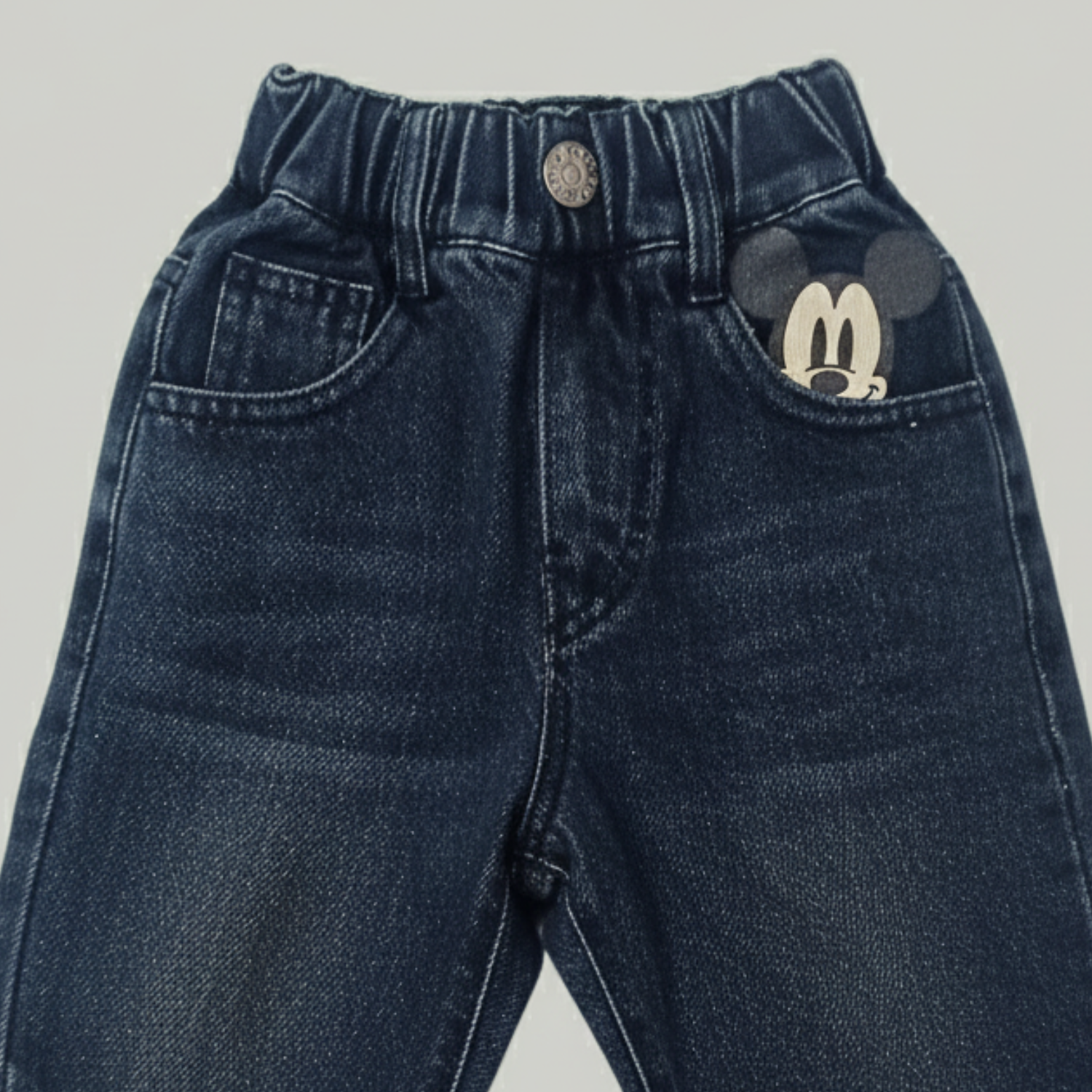 Smile Baby Boys Dark Blue Denim Jeans with Mickey Pocket (1–5 Years)