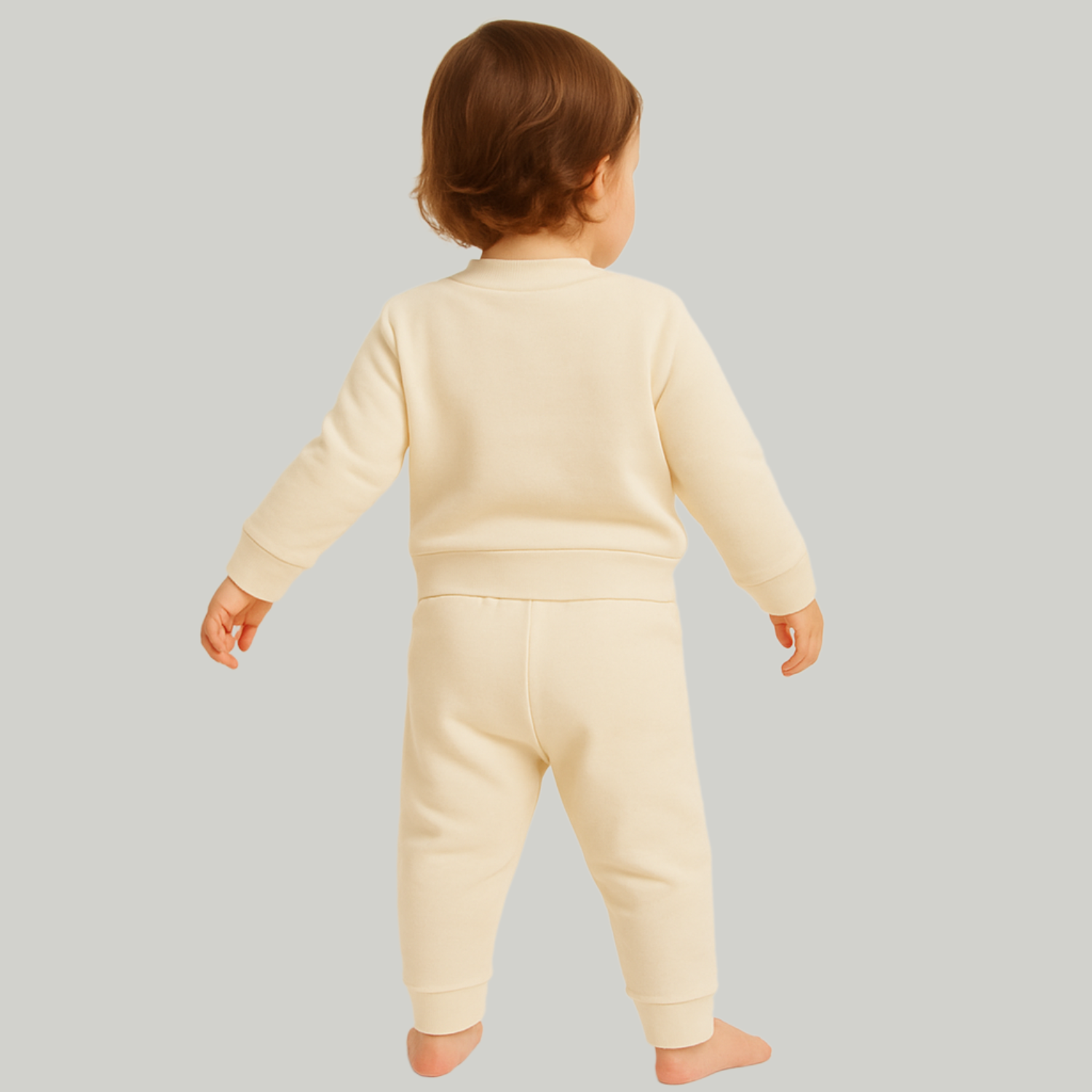 SMILE BABY Girls GAP-Inspired Floral Sweatshirt & Jogger Set – Cream (0–3 Years)
