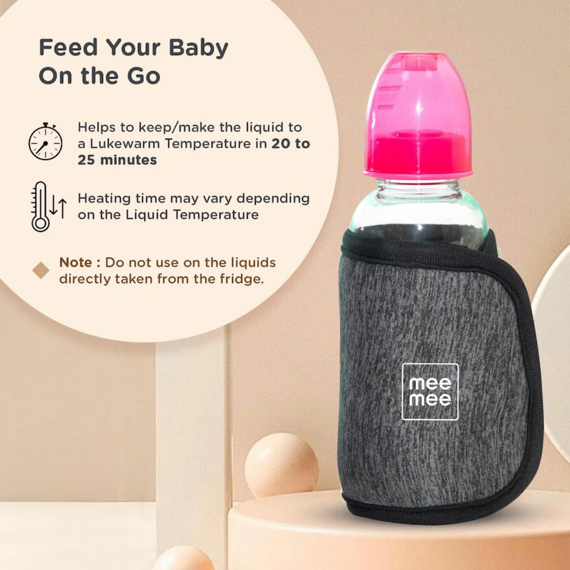 Mee Mee Portable Baby Bottle Warmer with Quick USB Charging | 10 Minutes Milk Warmer