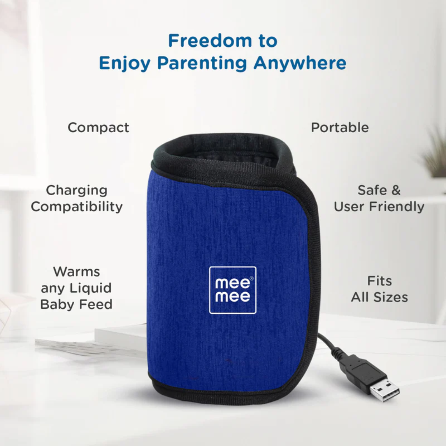 Mee Mee Portable Baby Bottle Warmer with Quick USB Charging | 10 Minutes Milk Warmer