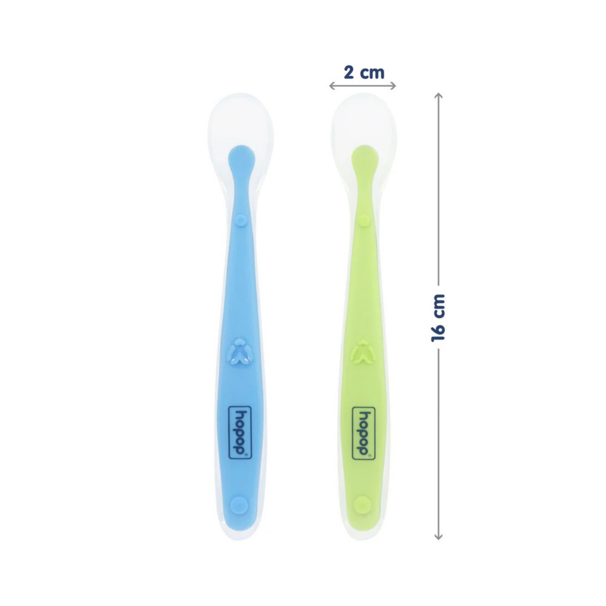 Hopop Soft Tip Silicone Feeding Spoons for Baby - 2 Pack (Blue-Green)