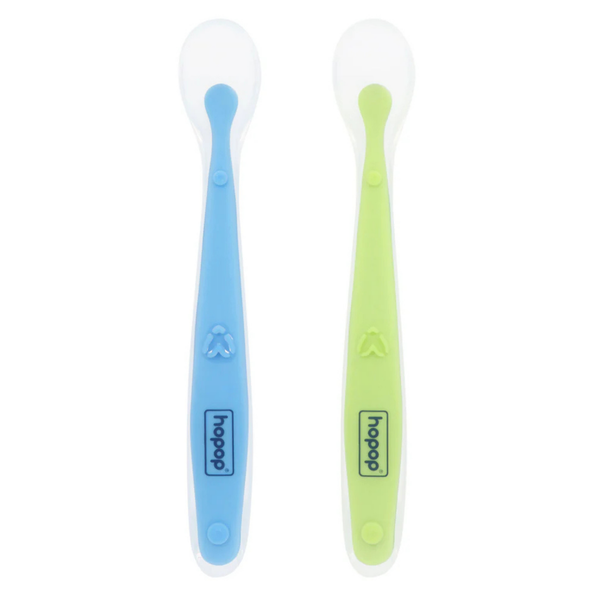 Hopop Soft Tip Silicone Feeding Spoons for Baby - 2 Pack (Blue-Green)