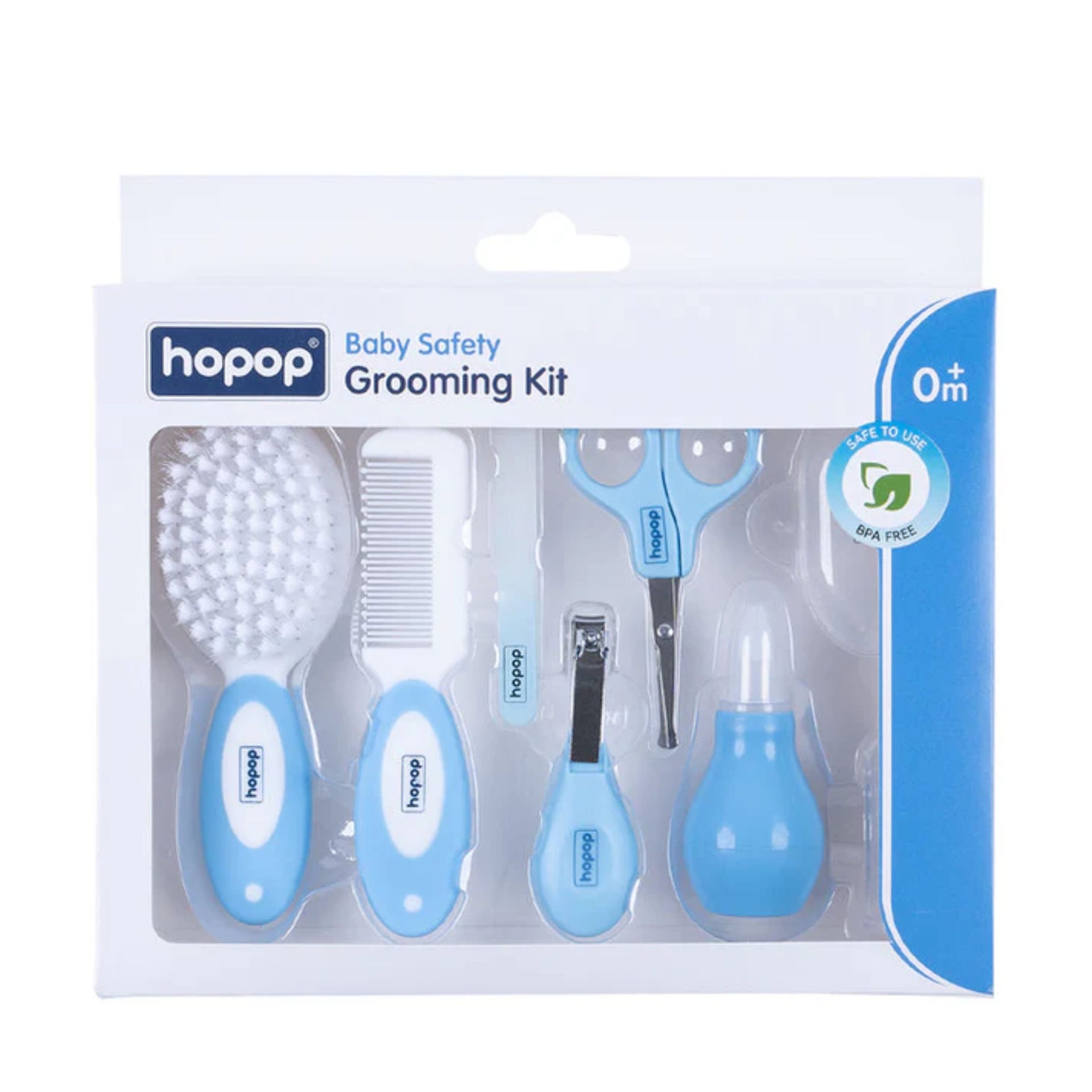 Hopop Baby Safety Grooming Kit (0+ Months) – BPA Free Newborn Care Set with Brush, Comb, Scissors, Nail Clipper & Nasal Aspirator