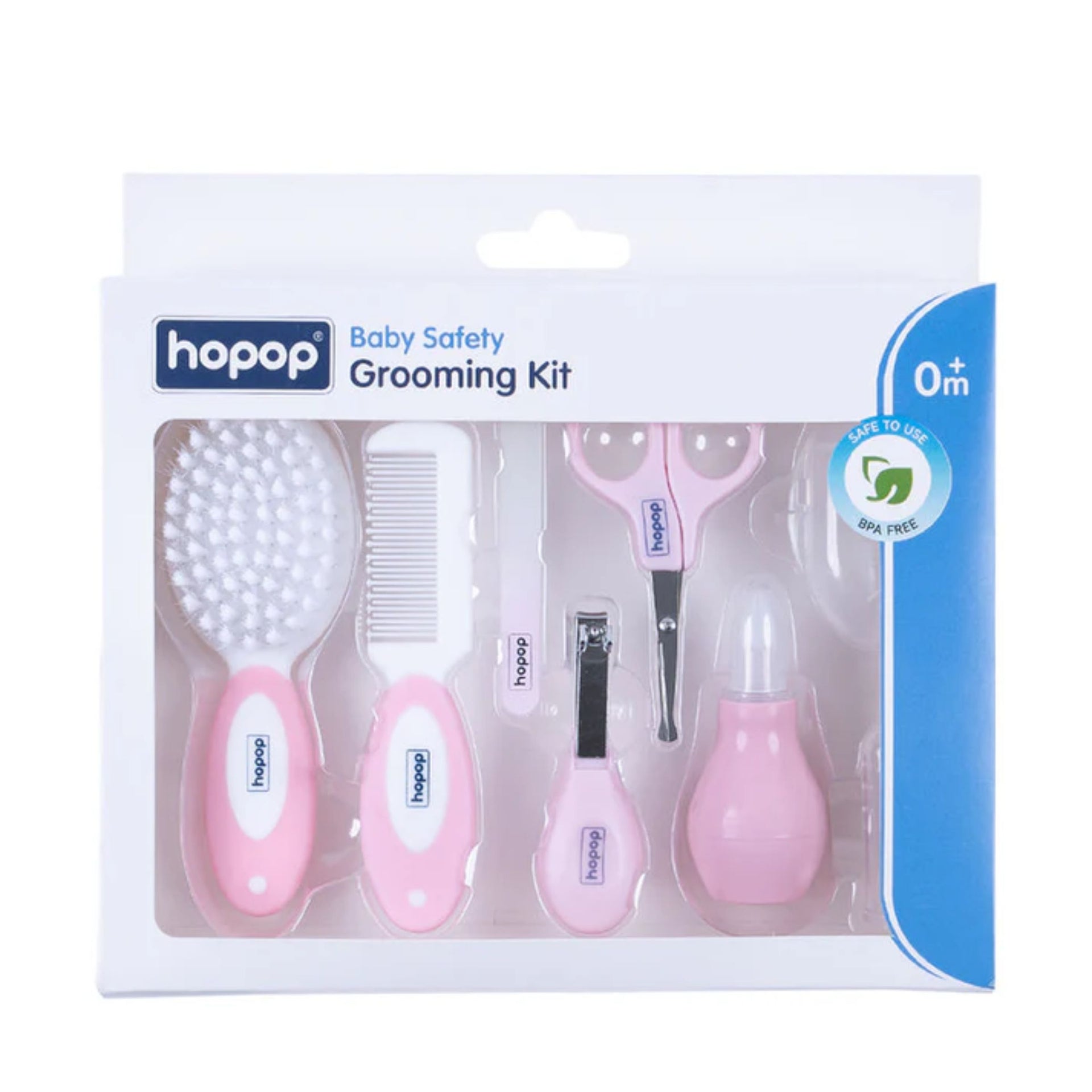 Hopop Baby Safety Grooming Kit (0+ Months) – BPA Free Newborn Care Set with Brush, Comb, Scissors, Nail Clipper & Nasal Aspirator