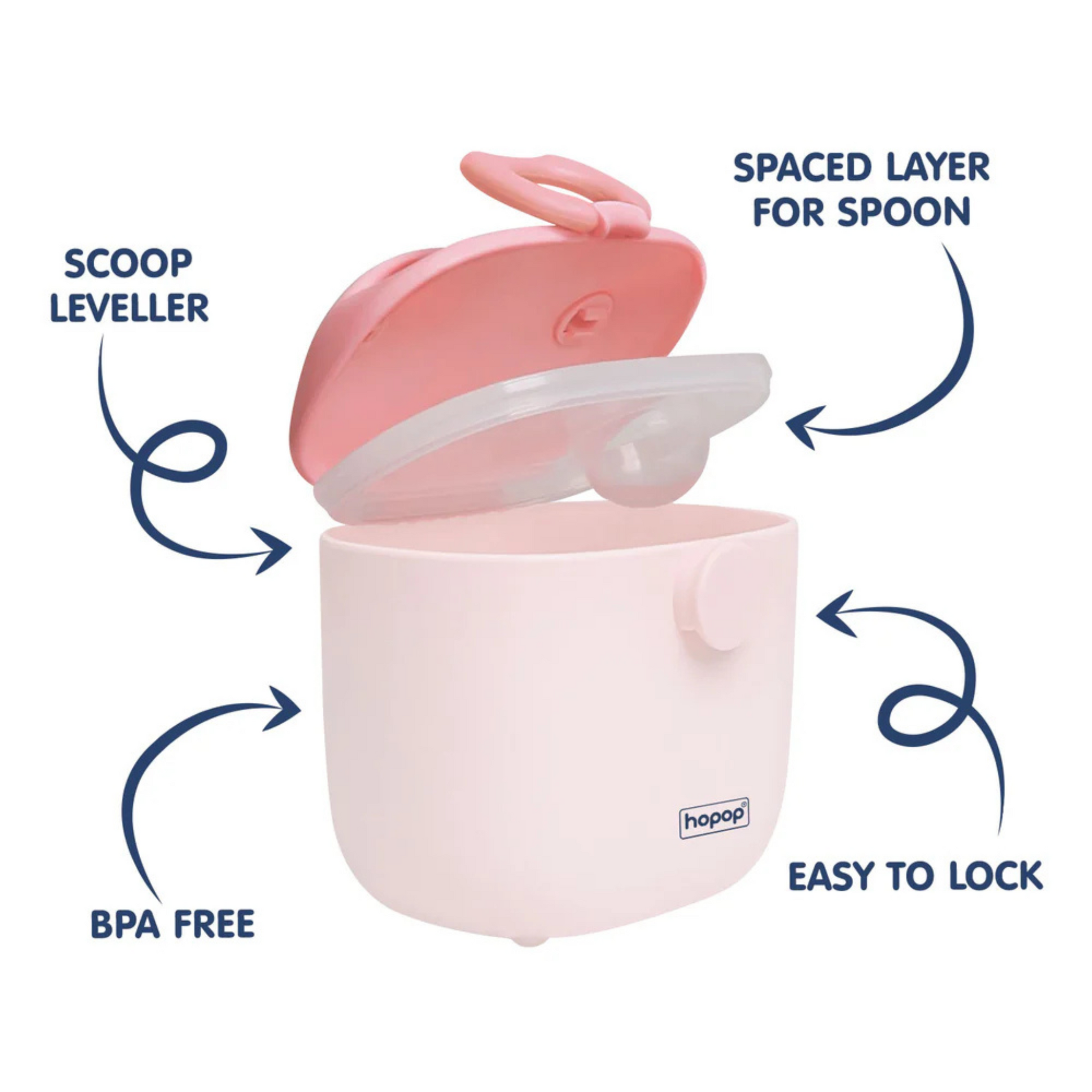 Hopop Milk Powder & Multi-Purpose Food Container -210 ml Pink