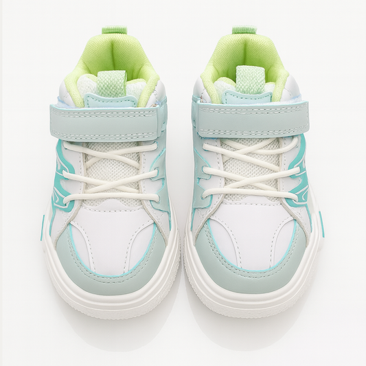 Smile Baby AquaFlash Sport Sneakers – White & Mint Green Lightweight Shoes for Kids (4.5–8 Years)