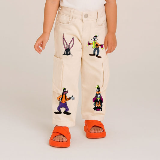 Reverse X-Treme Off-White printed Cartoon Jeans for girls (18 Months – 12 Years)