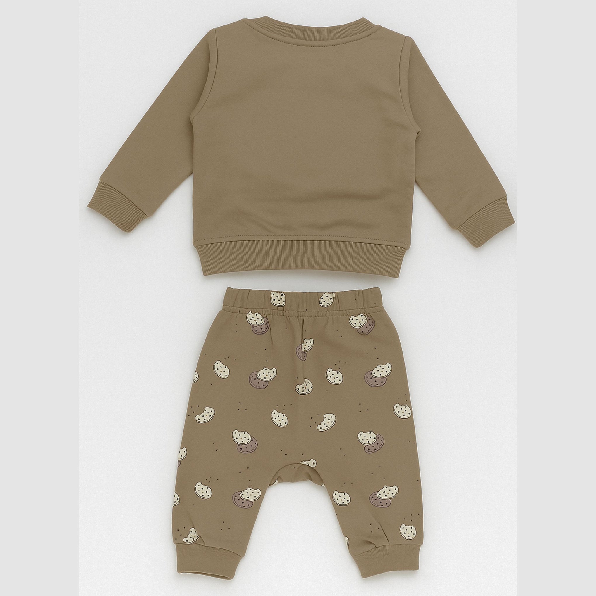 OLLYPOP Boys Cute Cookie Printed Top & Set – Beige & Cream | Sizes 3 Months to 3 Years