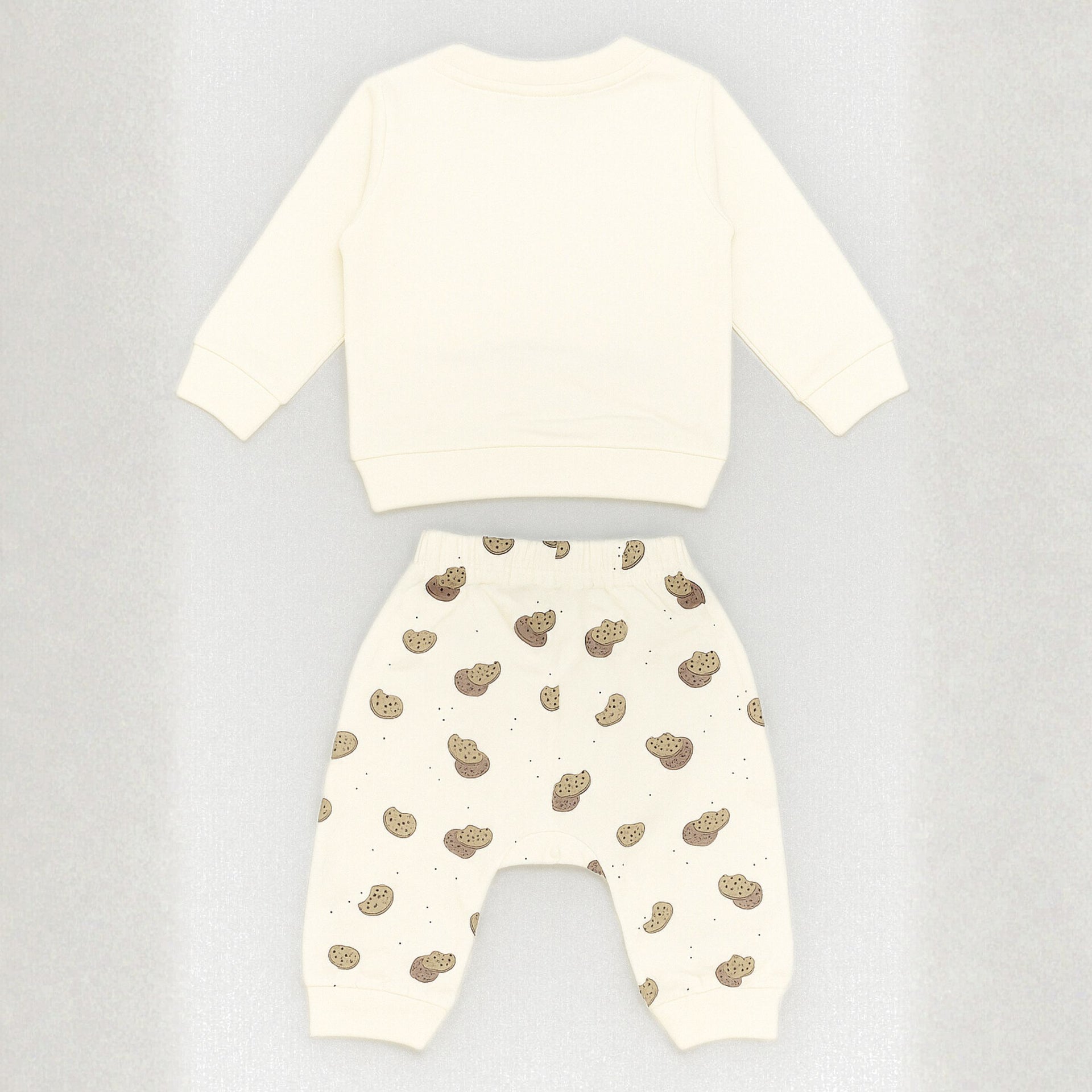 OLLYPOP Boys Cute Cookie Printed Top & Set – Beige & Cream | Sizes 3 Months to 3 Years
