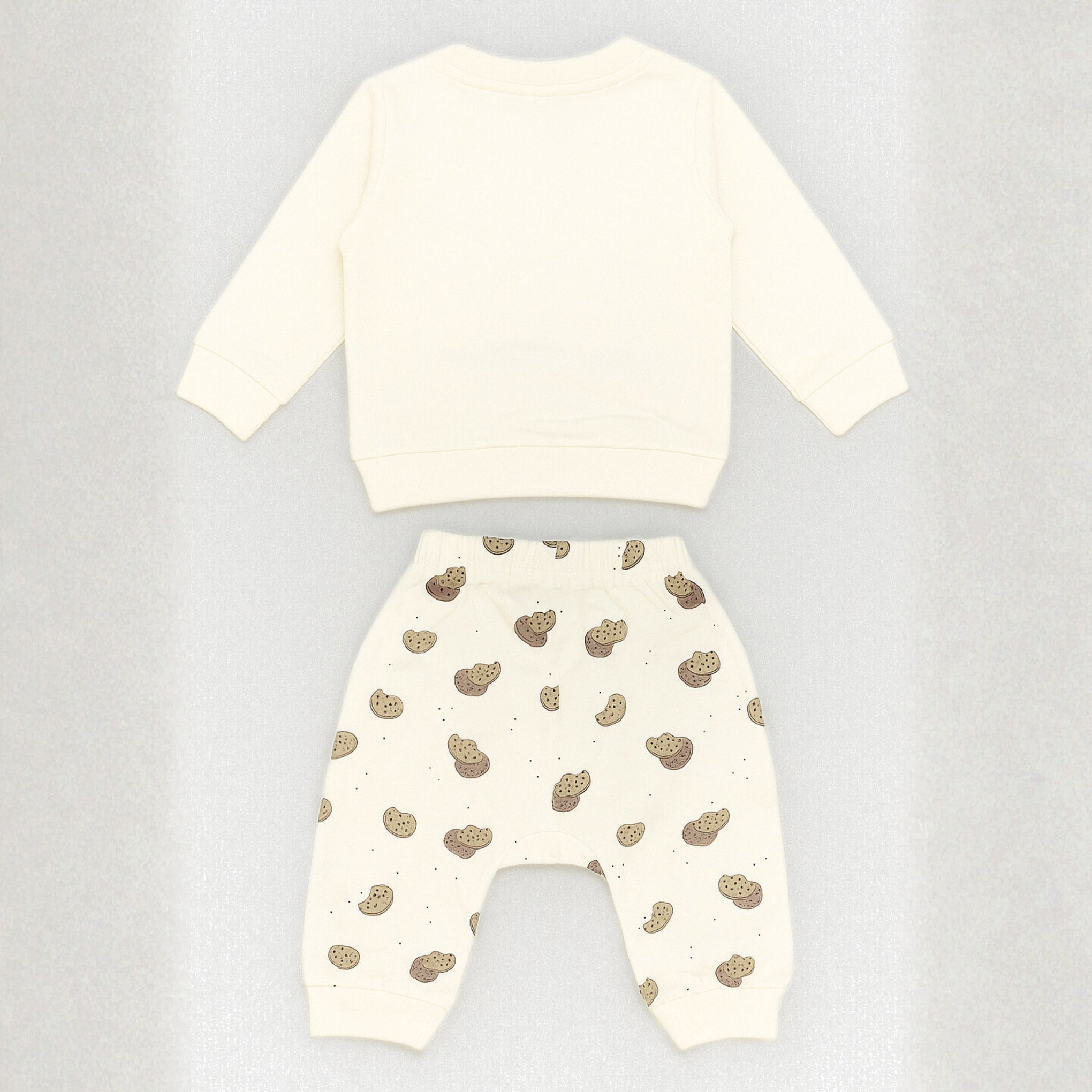 OLLYPOP Boys Cute Cookie Printed Top & Set – Beige & Cream | Sizes 3 Months to 3 Years