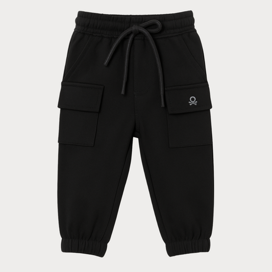 Smile Baby Boys Black Cargo Jogger Pants with Pockets – Age 3 to 24 Months