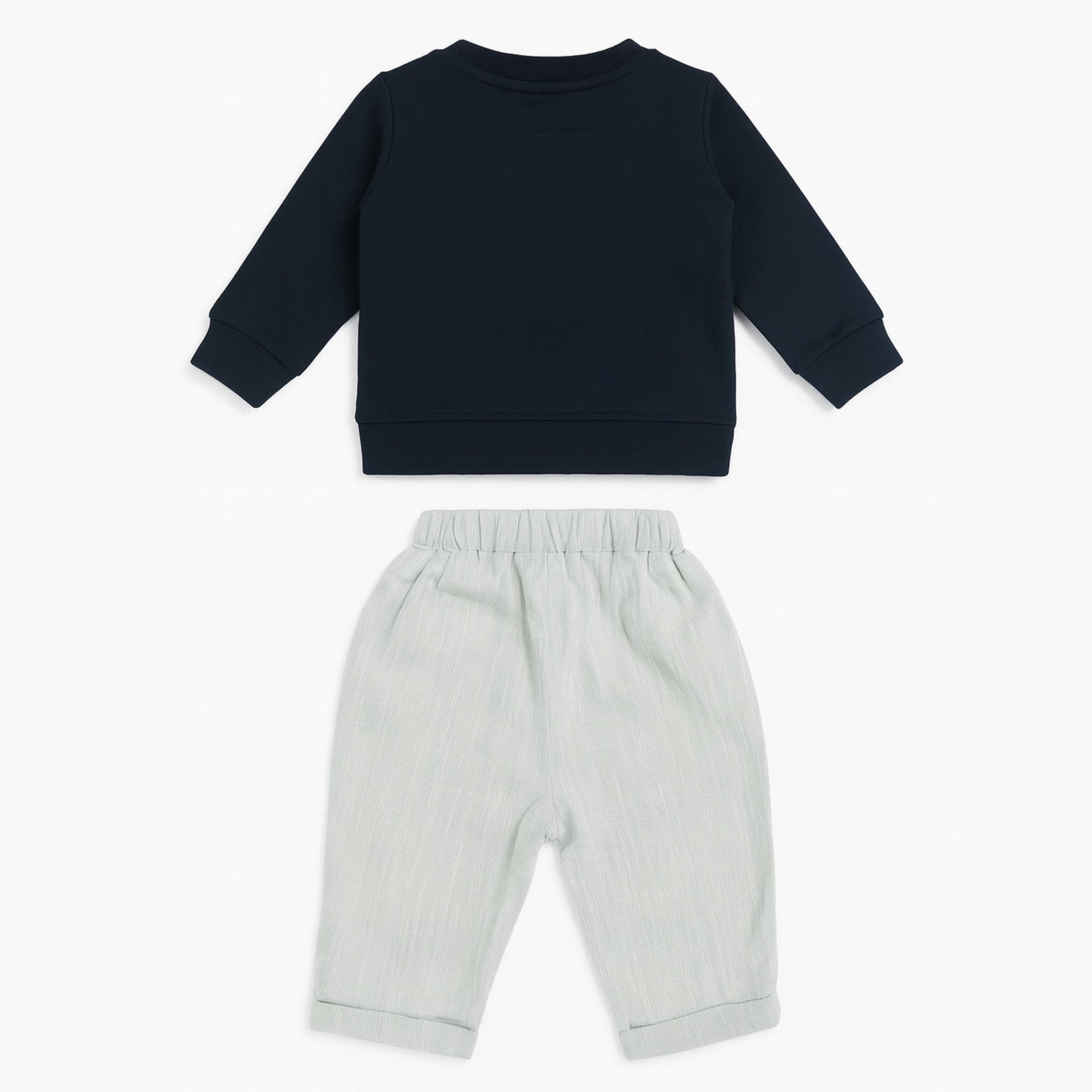 OLLYPOP Baby Boys’ Adventure Sweatshirt & Pants Set (Brown / Navy)