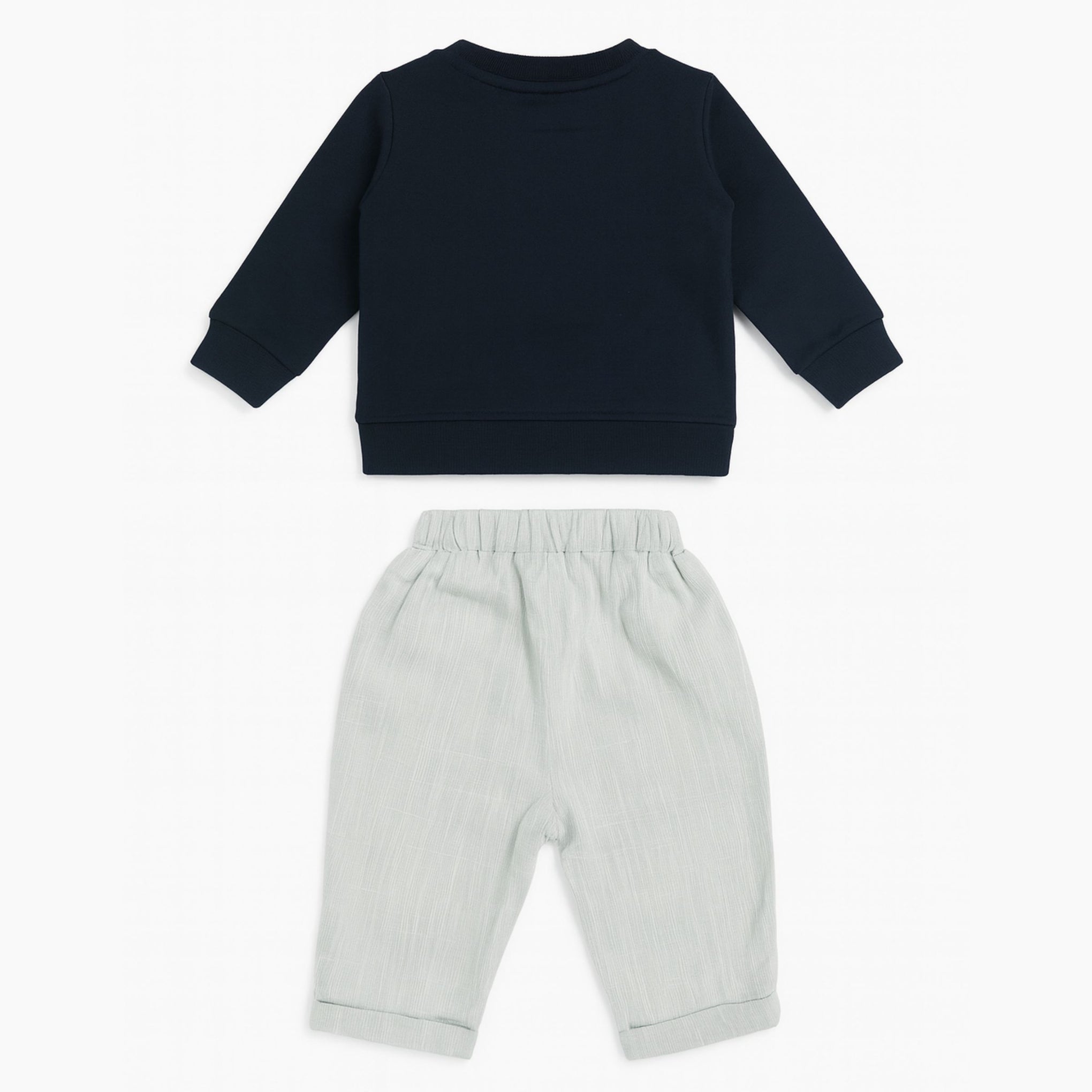 OLLYPOP Baby Boys’ Adventure Sweatshirt & Pants Set (Brown / Navy)