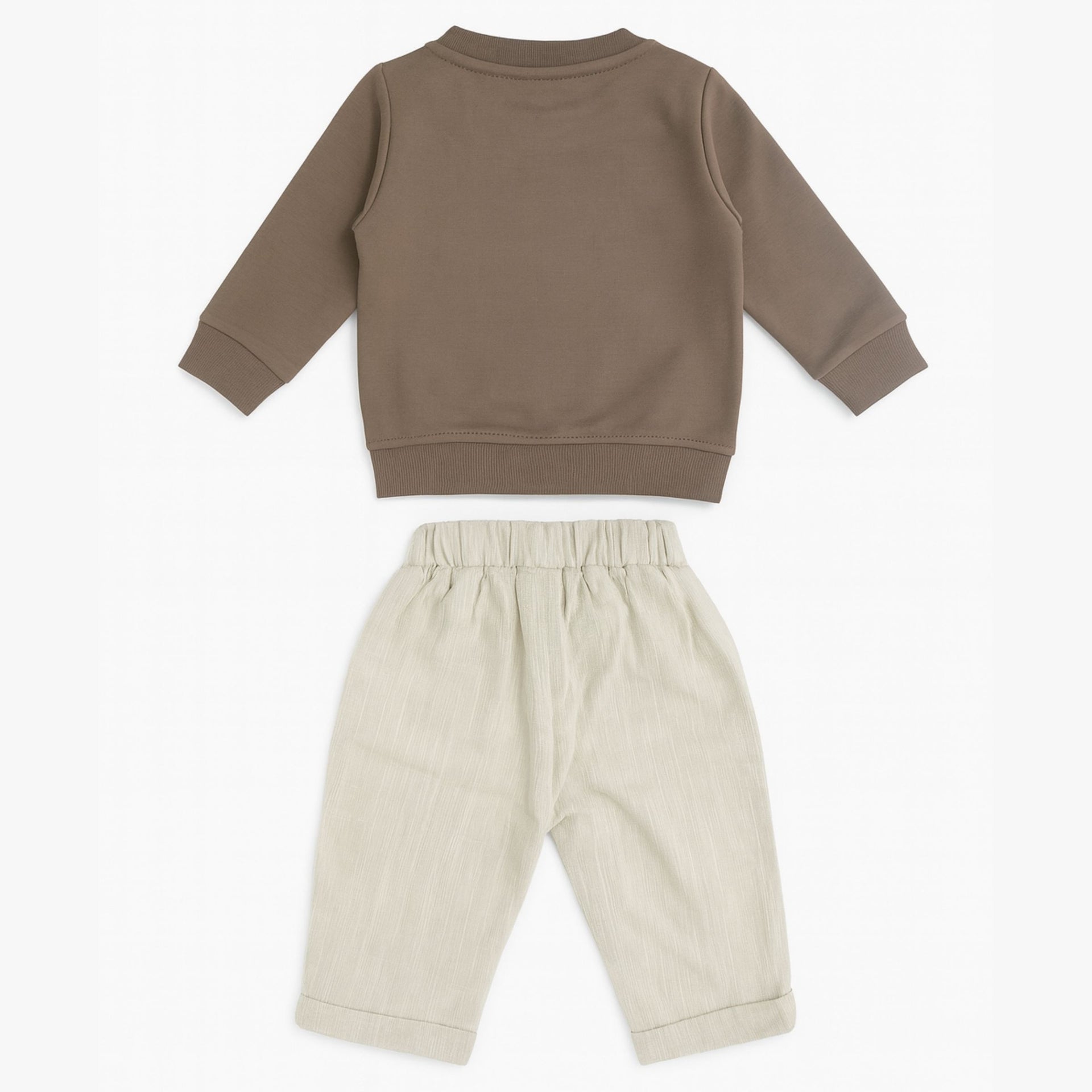 OLLYPOP Baby Boys’ Adventure Sweatshirt & Pants Set (Brown / Navy)