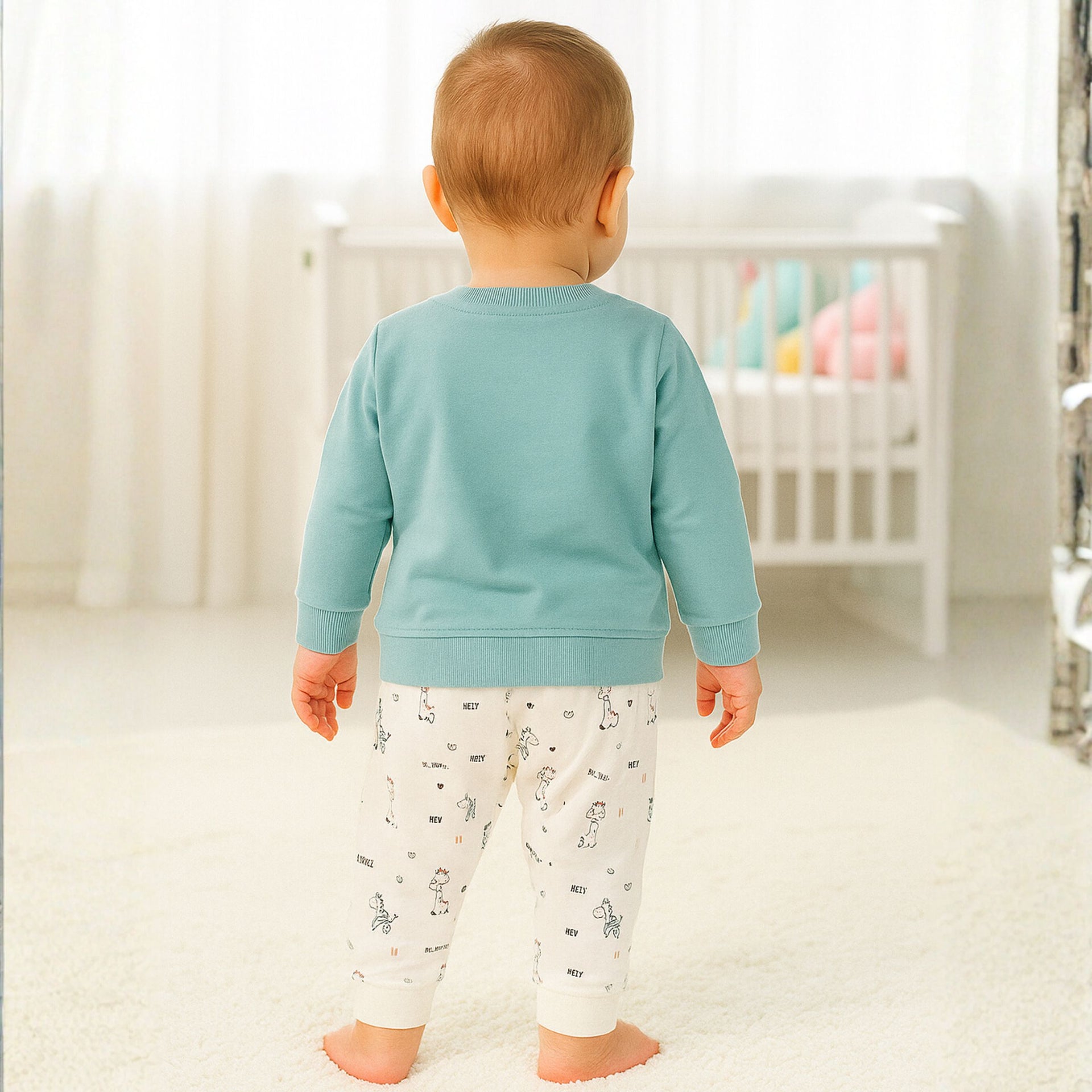 Ollypop Baby Boy “Best Friends” Printed Full Sleeve Top & Pant Set | Soft Cotton Outfit | Age 3 Months to 3 Years