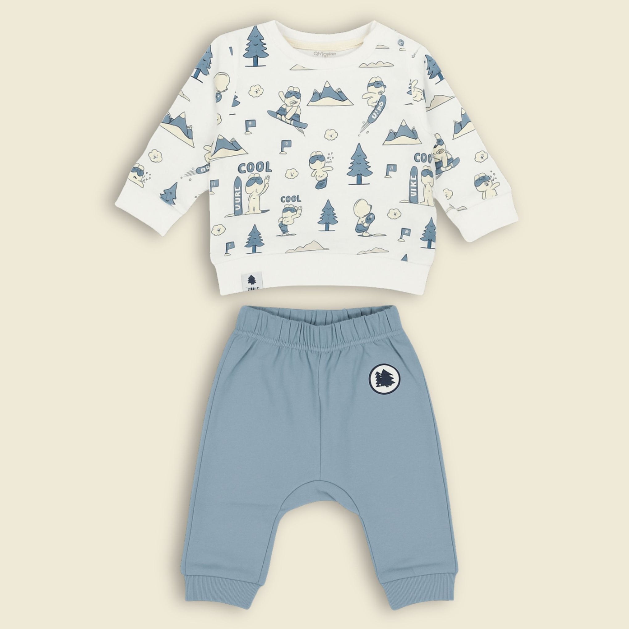 OLLYPOP Baby Boys Cotton “Cool Adventure” Printed Sweatshirt & Jogger Pants Set (3M–3Y)
