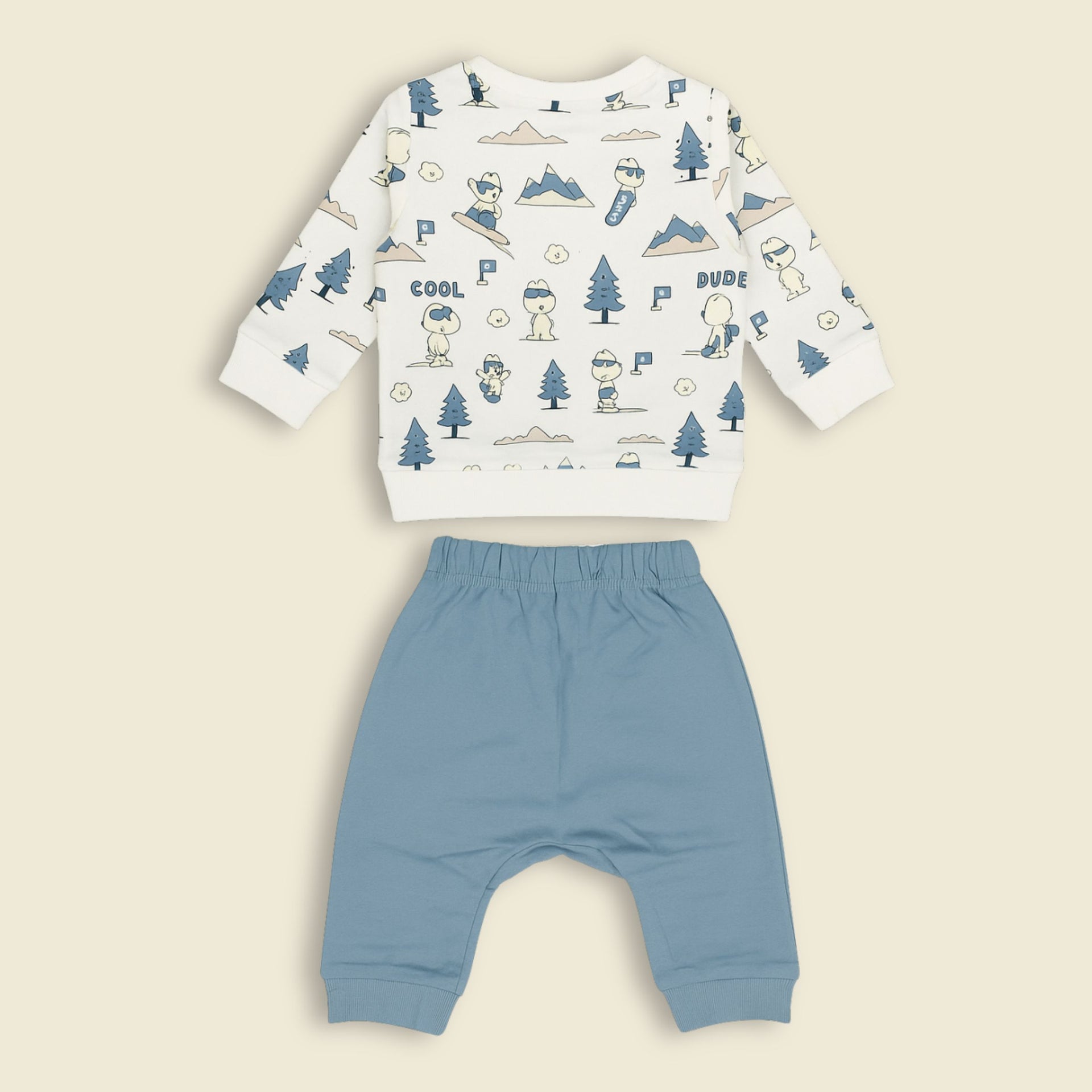 OLLYPOP Baby Boys Cotton “Cool Adventure” Printed Sweatshirt & Jogger Pants Set (3M–3Y)