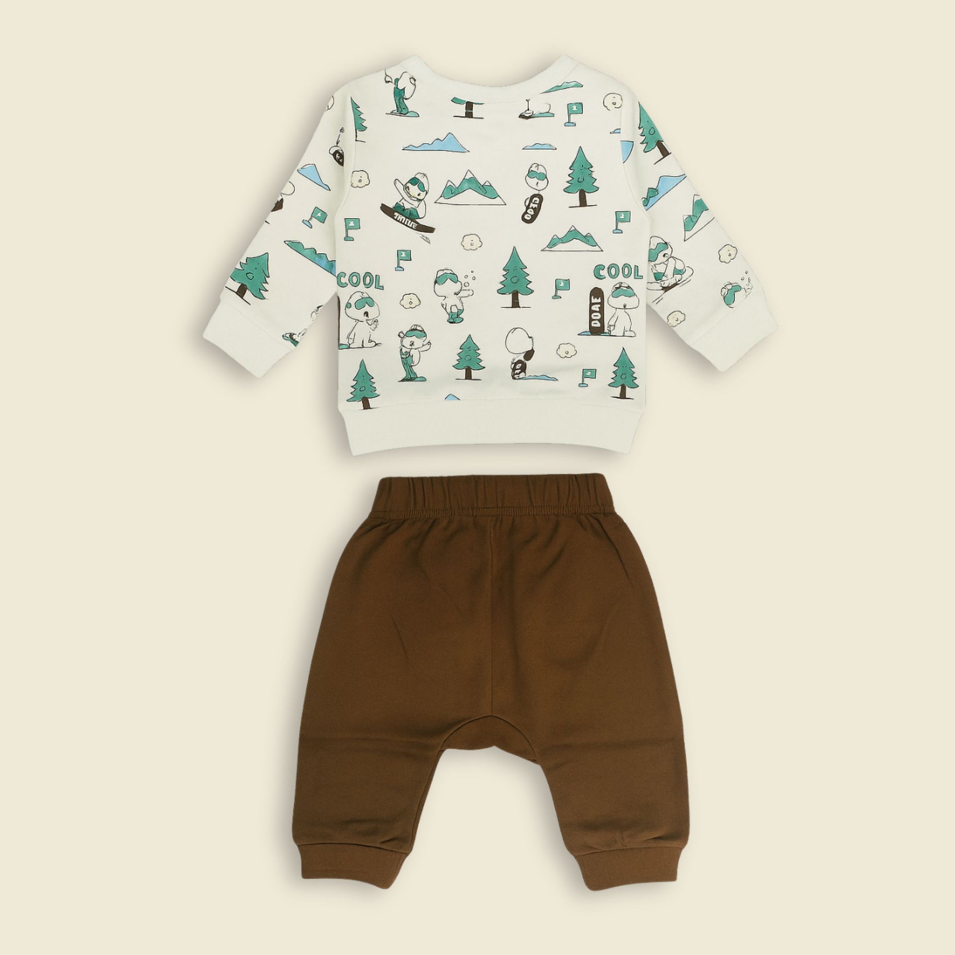 OLLYPOP Baby Boys Cotton “Cool Adventure” Printed Sweatshirt & Jogger Pants Set (3M–3Y)