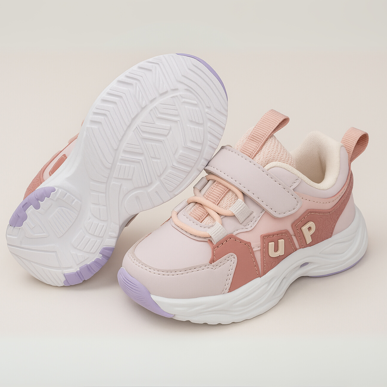 Smile Baby Kids LED Light-Up Sneakers with Velcro Strap – Peach