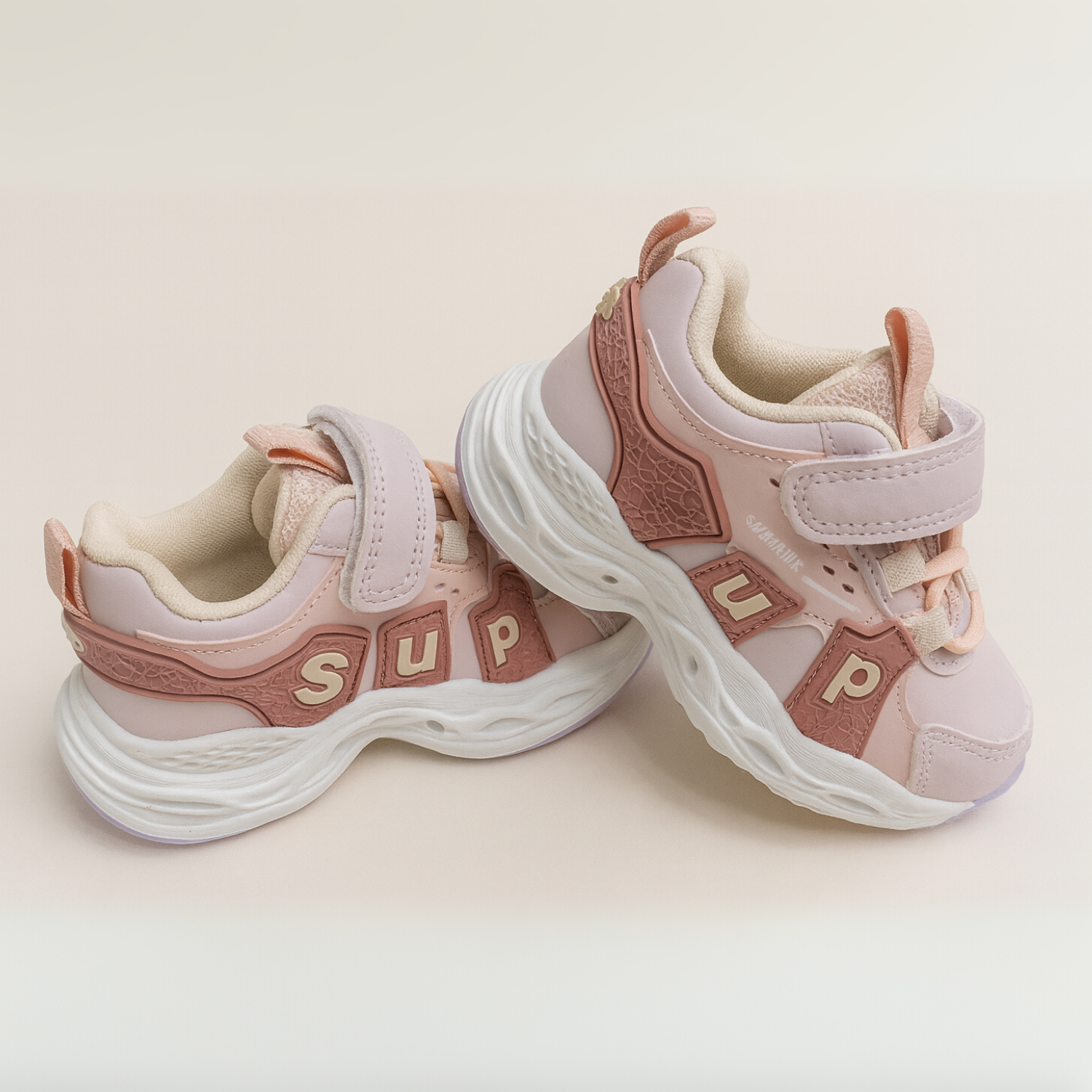 Smile Baby Kids LED Light-Up Sneakers with Velcro Strap – Peach