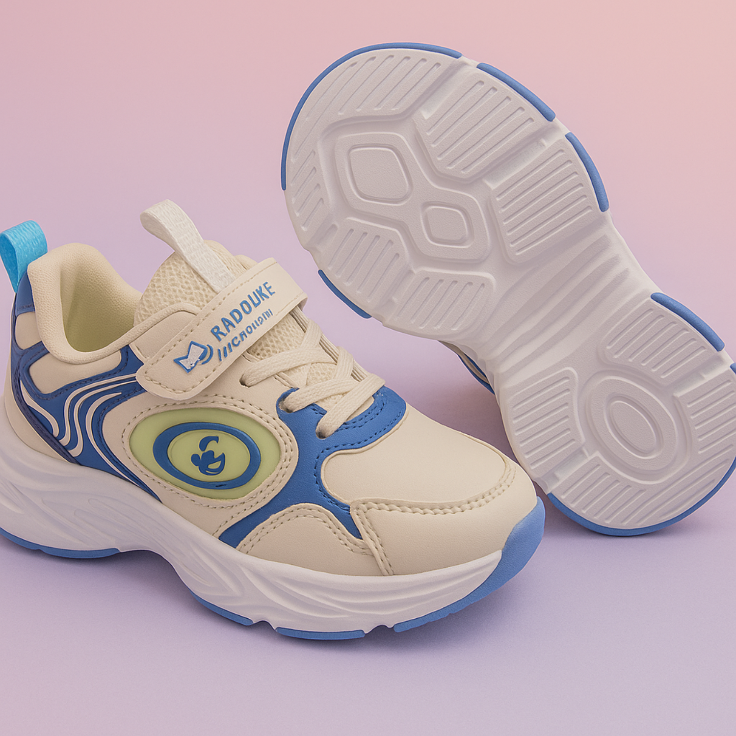 Smile Baby Boys Sports Sneakers – Blue & Beige Lightweight Running Shoes